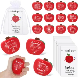 Syhood Teacher Appreciation Gifts Bulk Fruit Shaped Anxiety Relief Stress Balls with Thank You Cards Organza Bags Graduation Appreciation Gifts for Teacher(24 Sets)