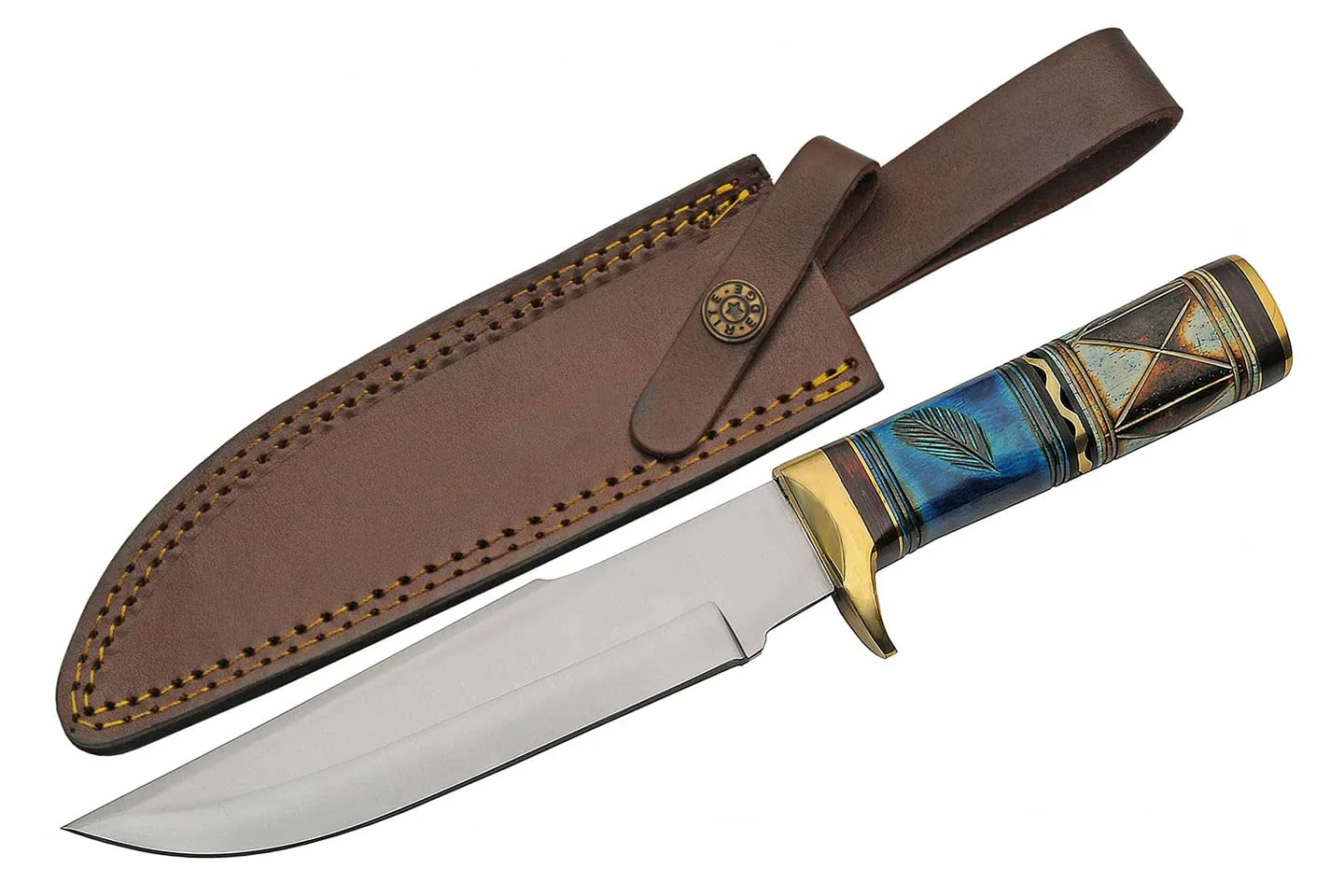 SZCO Supplies 12.25" Blue Thunder Bone Handle Outdoor Hunting Knife With Sheath