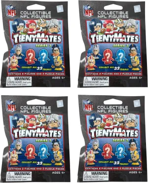 Teenymates Party Animal Football Figures Blind Bags Gift Set Party Bundle - 4 Pack, Team Colors, One Size (NFL Series 3- Pack of 4)