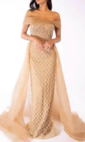 Terani Couture 241M2706 - Beaded Straight Across Evening Dress