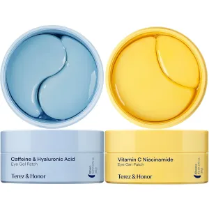 TEREZ & HONOR Under Eye Patches Brightening & Glowing Under Eye Mask for Puffy Eyes Dark Circles Wrinkles Undereye Bags Fine Lines & Smile Lines - Korean Skin Care Hydrogel Treatment
