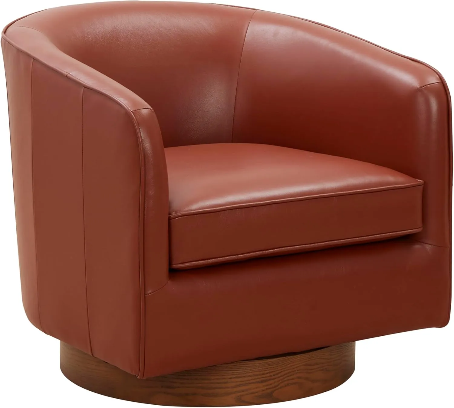 Tessa Caramel Top Grain Leather Wood Base Swivel Chair