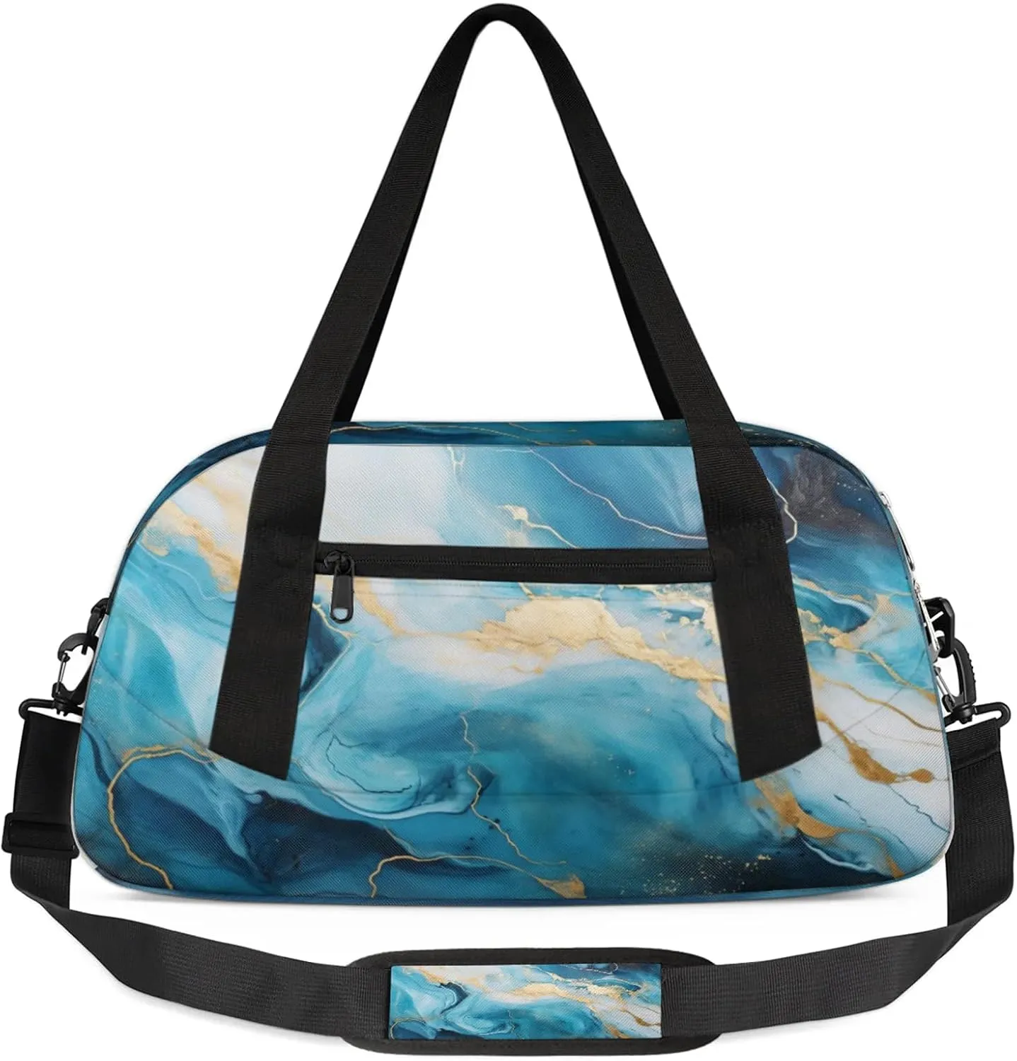 Texture Marble Pattern Kids Duffel Bag Lightweight Waterproof Sports Gym Bag with Front Zipper Pocket Foldable Weekender Overnight Bag for School Practice Gymnastic Ballet
