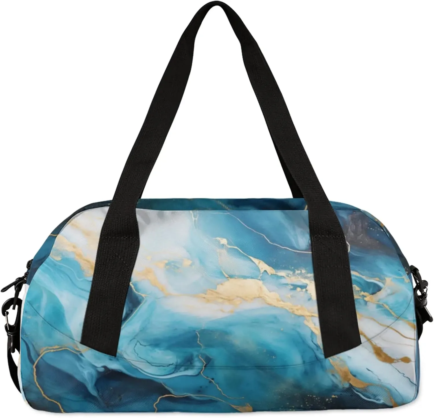 Texture Marble Pattern Kids Duffel Bag Lightweight Waterproof Sports Gym Bag with Front Zipper Pocket Foldable Weekender Overnight Bag for School Practice Gymnastic Ballet