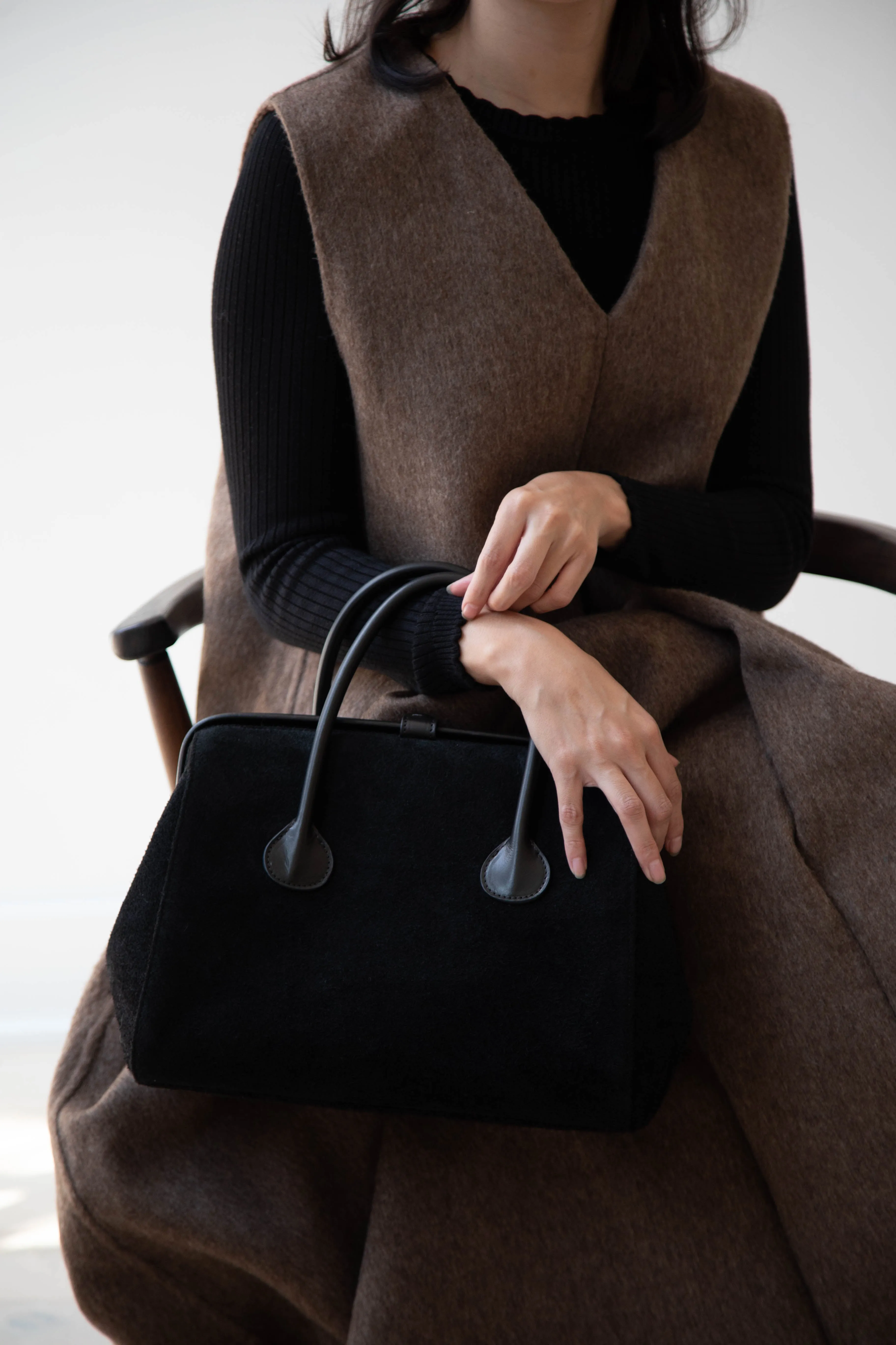 The Backward Vendor | Tanker Carrier Bag in Black Suede