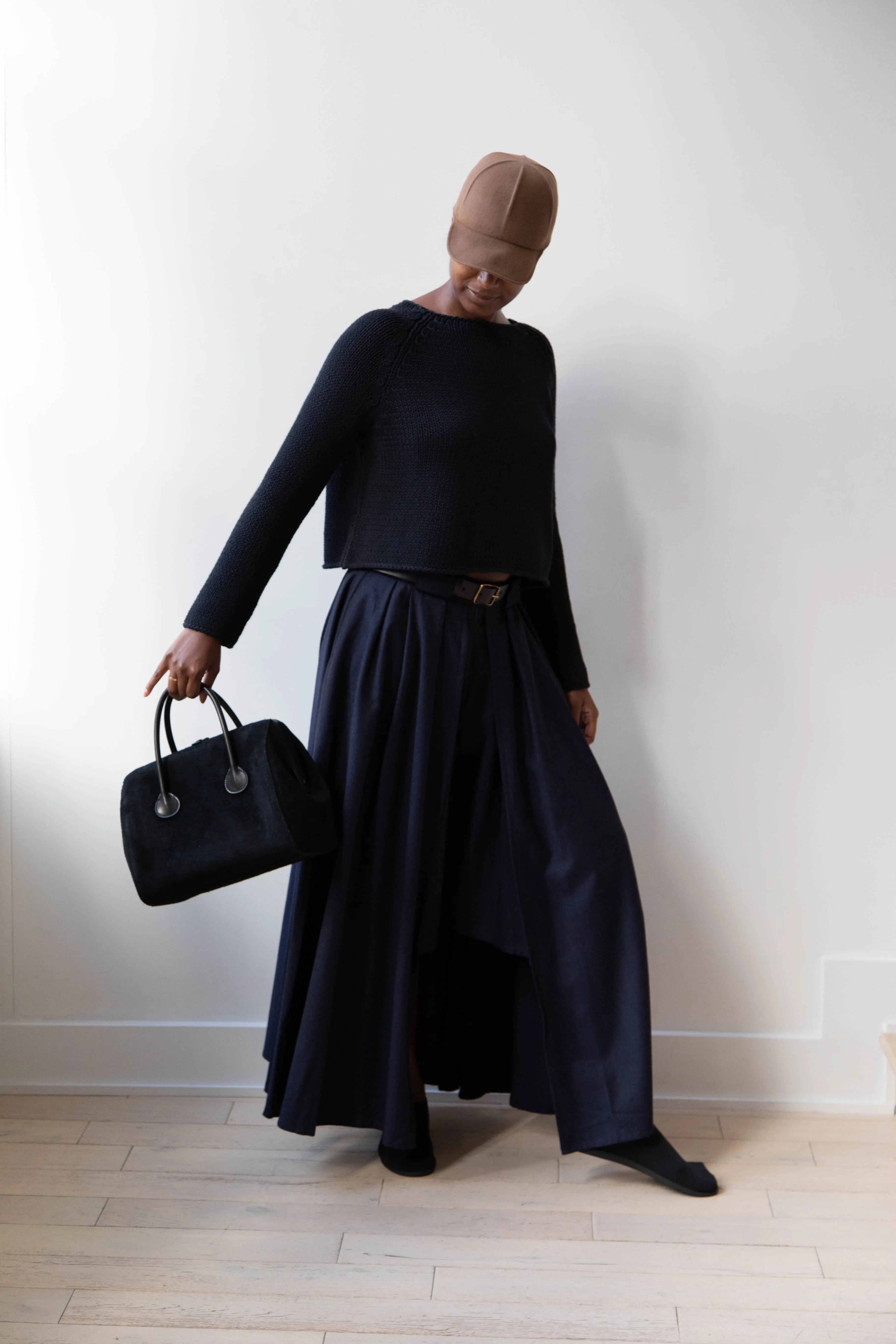 The Backward Vendor | Tanker Carrier Bag in Black Suede