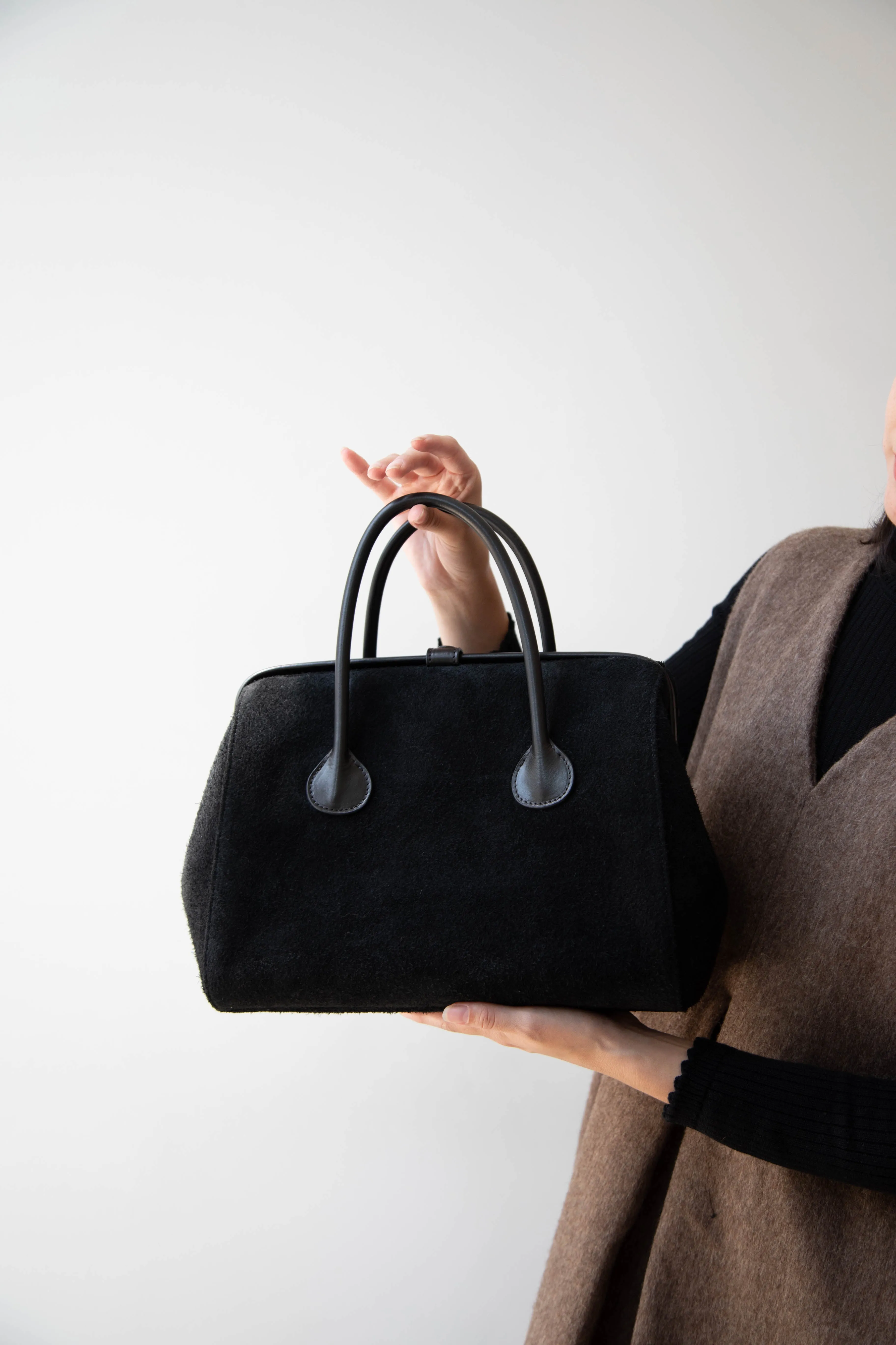 The Backward Vendor | Tanker Carrier Bag in Black Suede