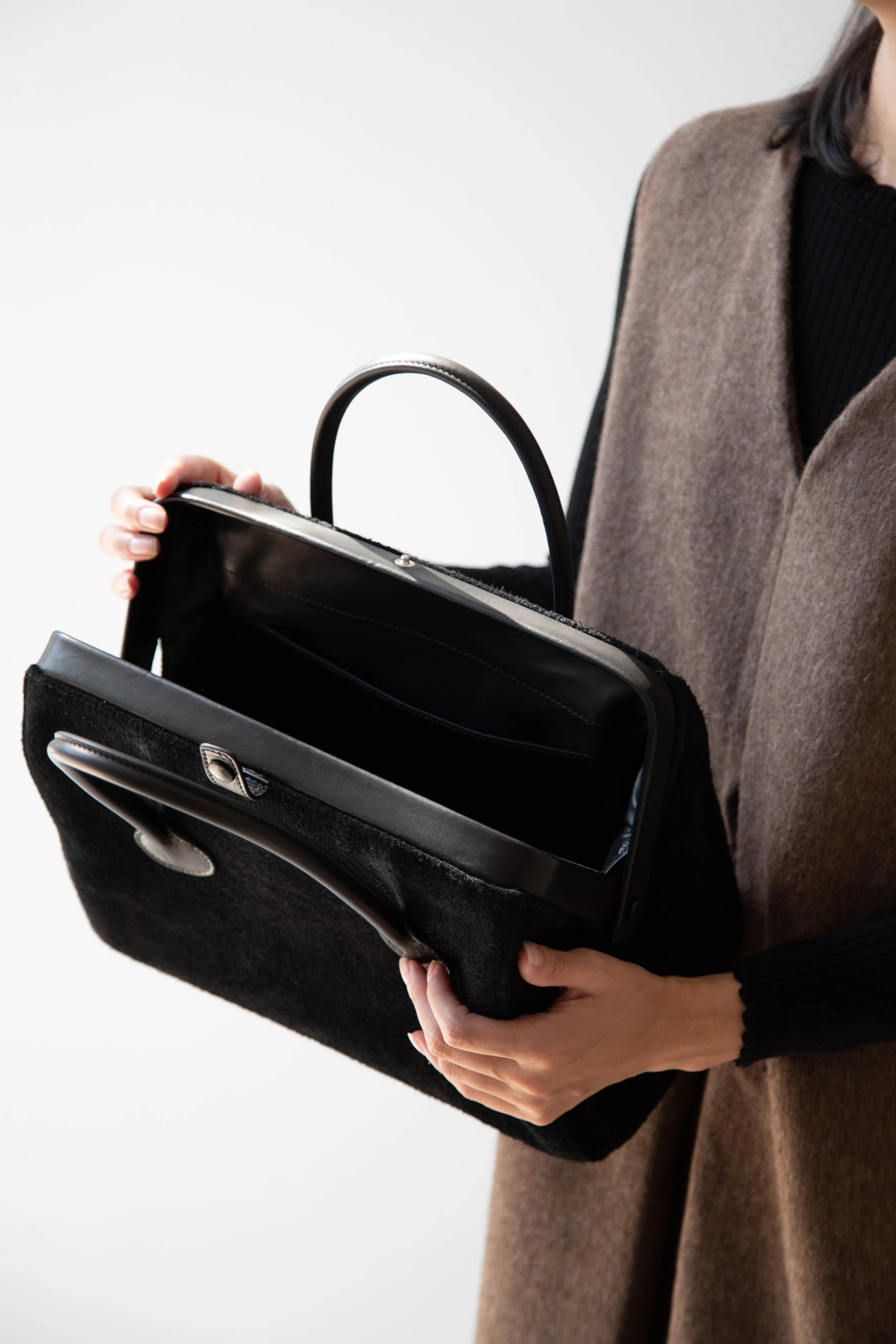 The Backward Vendor | Tanker Carrier Bag in Black Suede