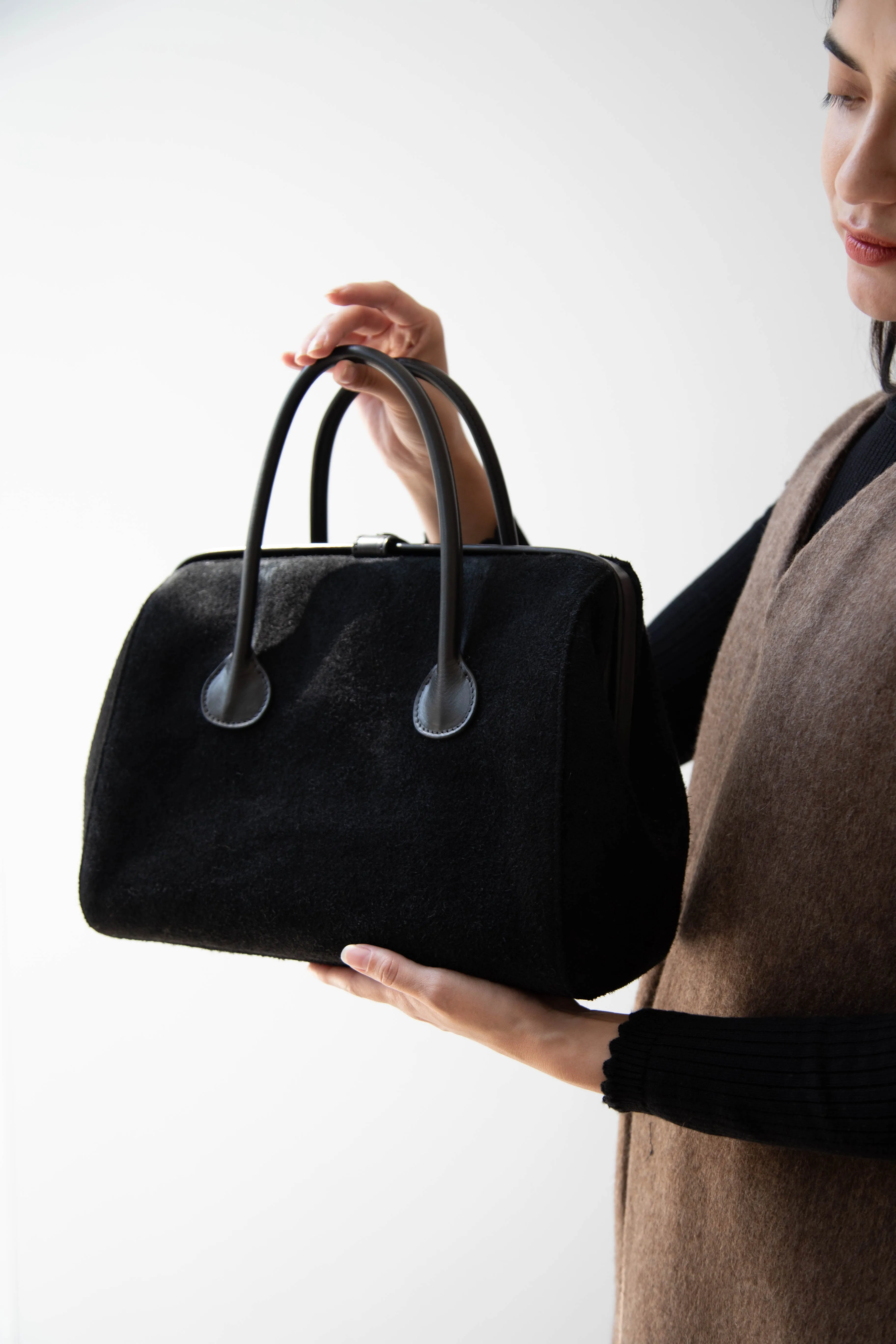 The Backward Vendor | Tanker Carrier Bag in Black Suede