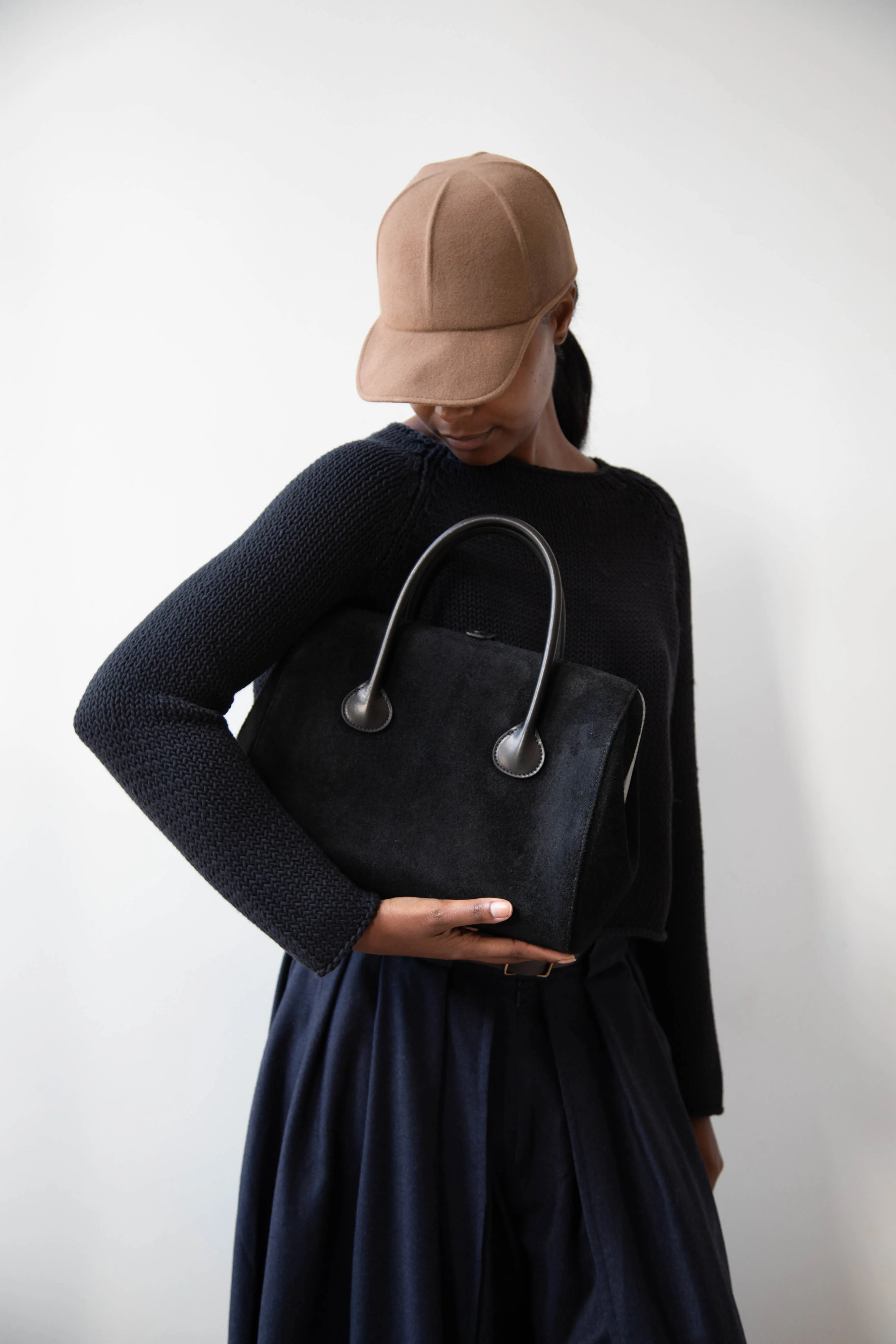The Backward Vendor | Tanker Carrier Bag in Black Suede