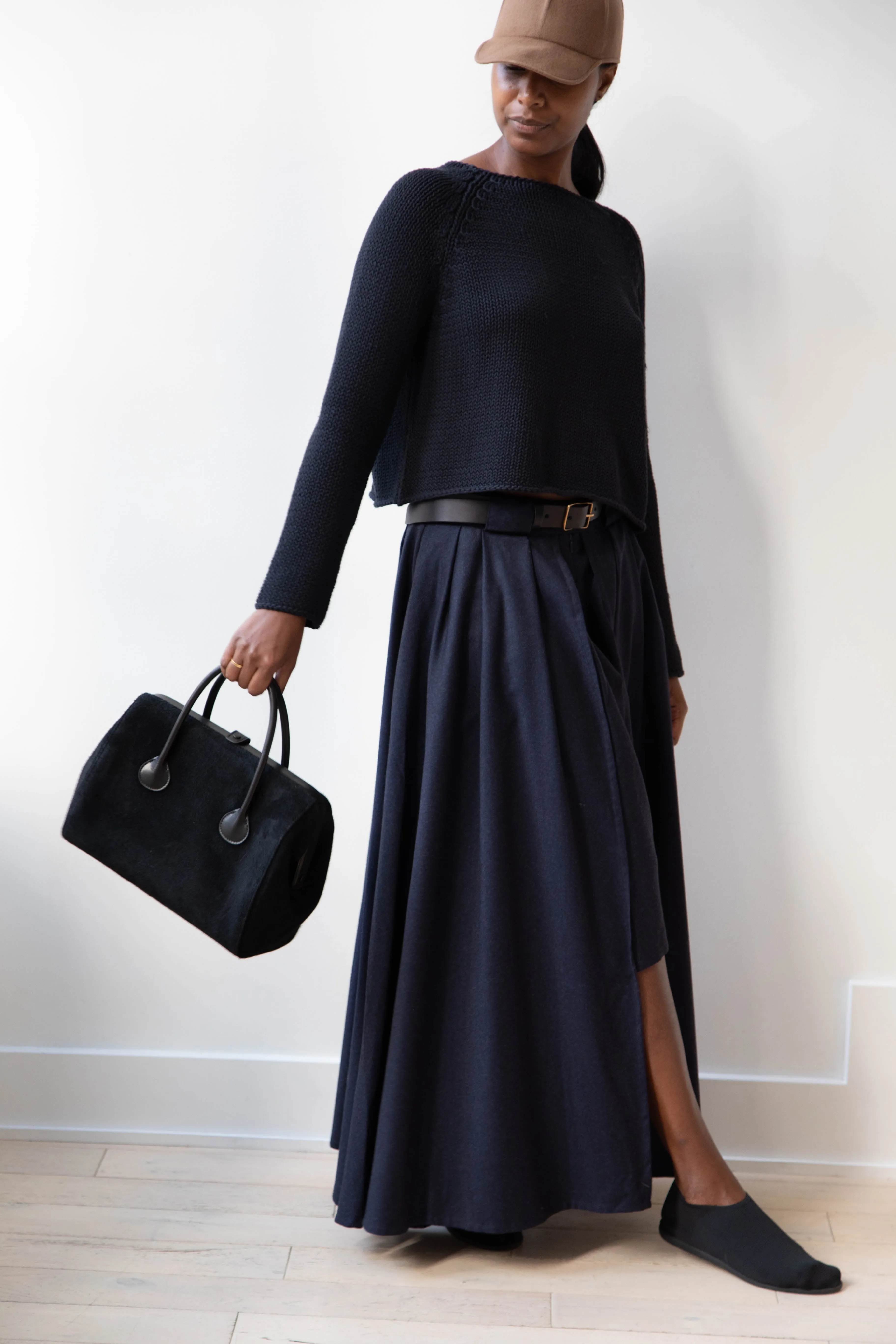 The Backward Vendor | Tanker Carrier Bag in Black Suede