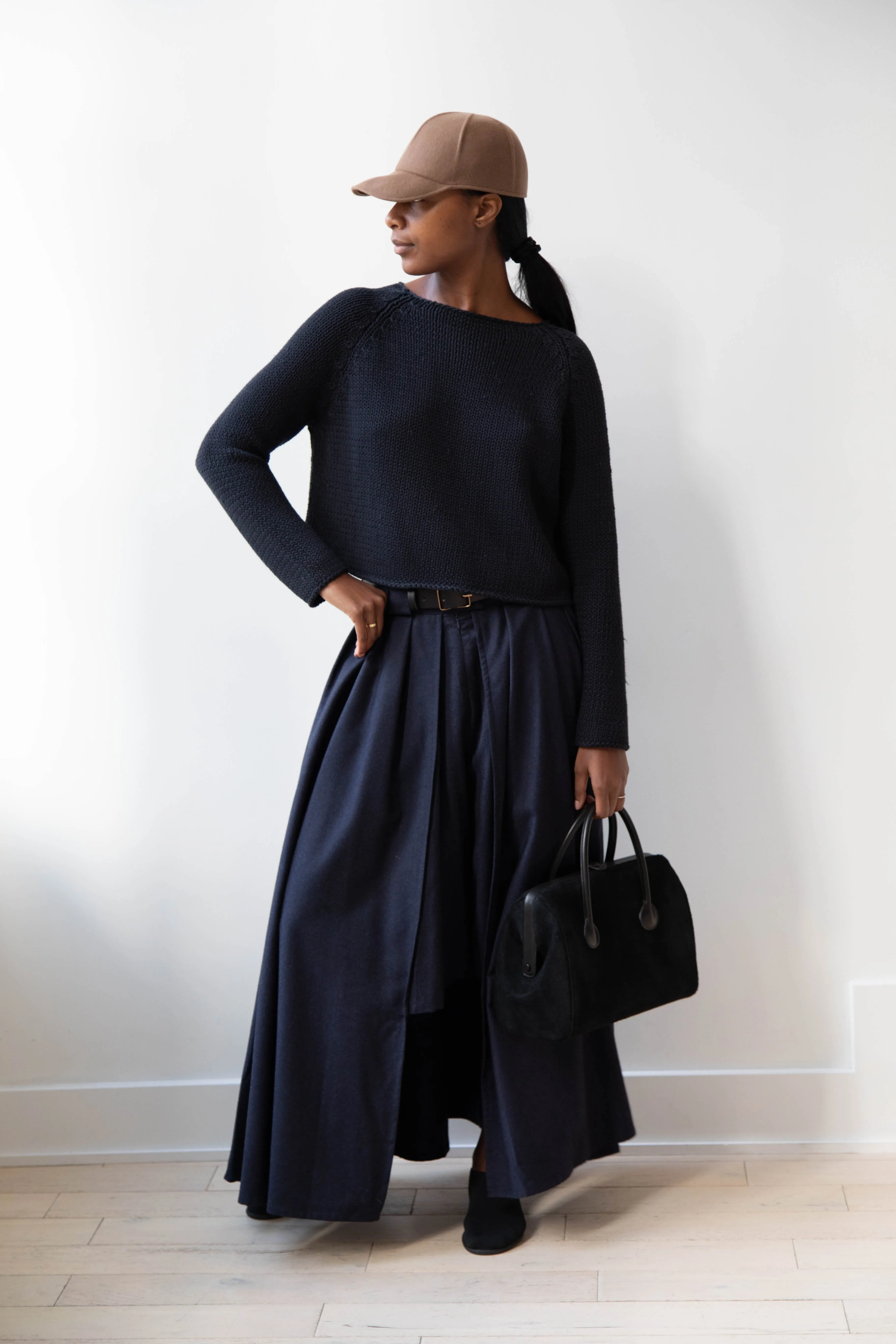 The Backward Vendor | Tanker Carrier Bag in Black Suede