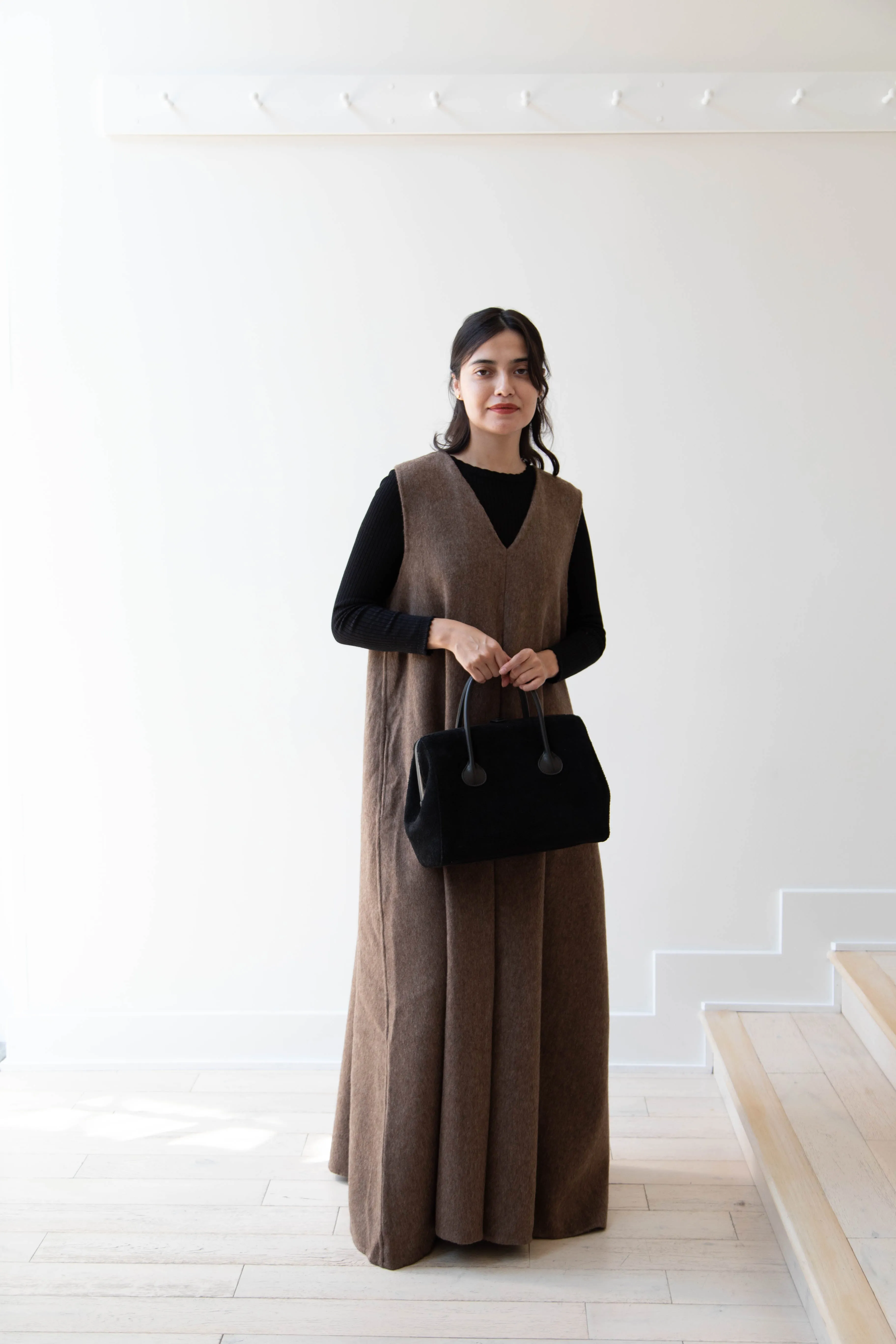 The Backward Vendor | Tanker Carrier Bag in Black Suede