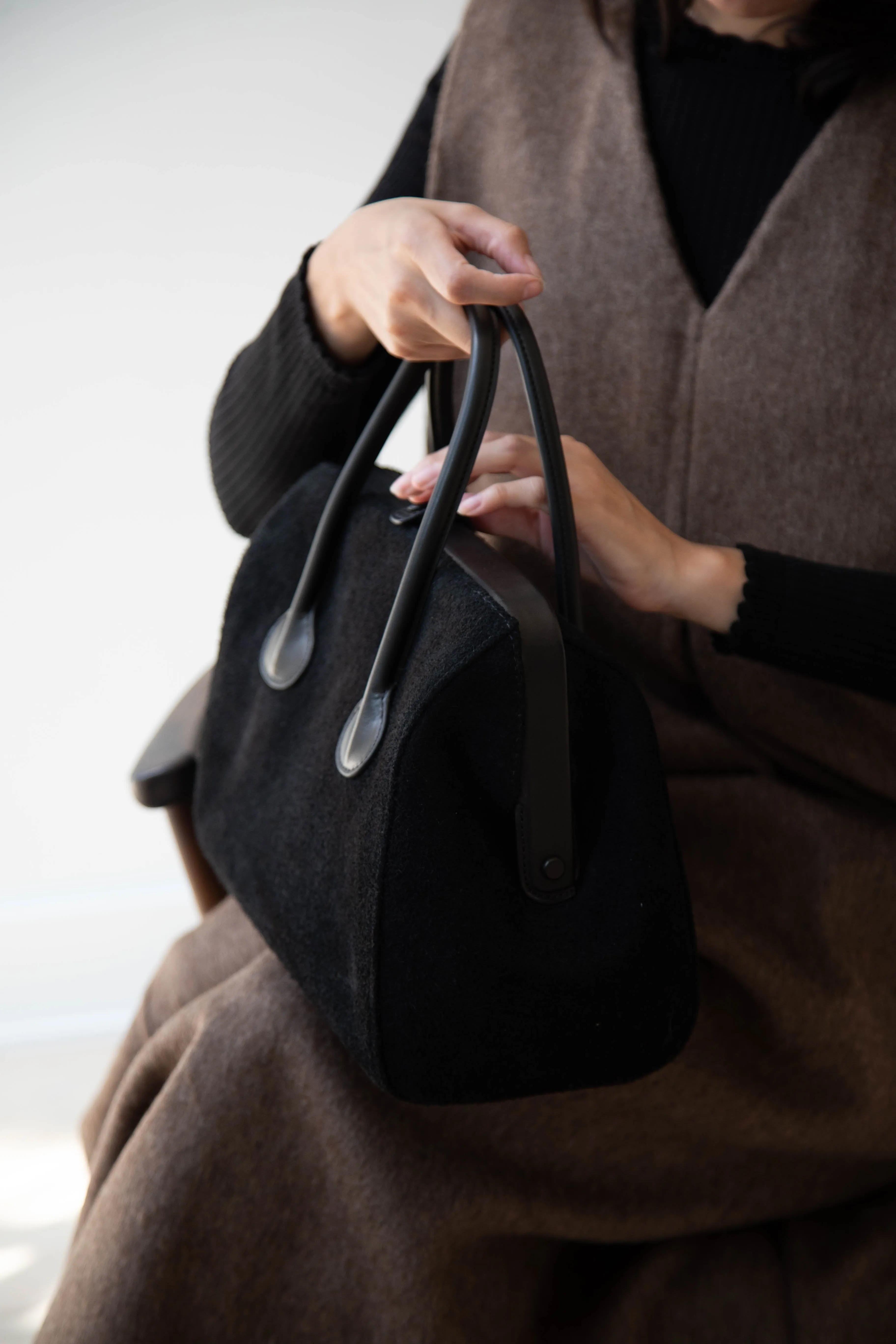 The Backward Vendor | Tanker Carrier Bag in Black Suede