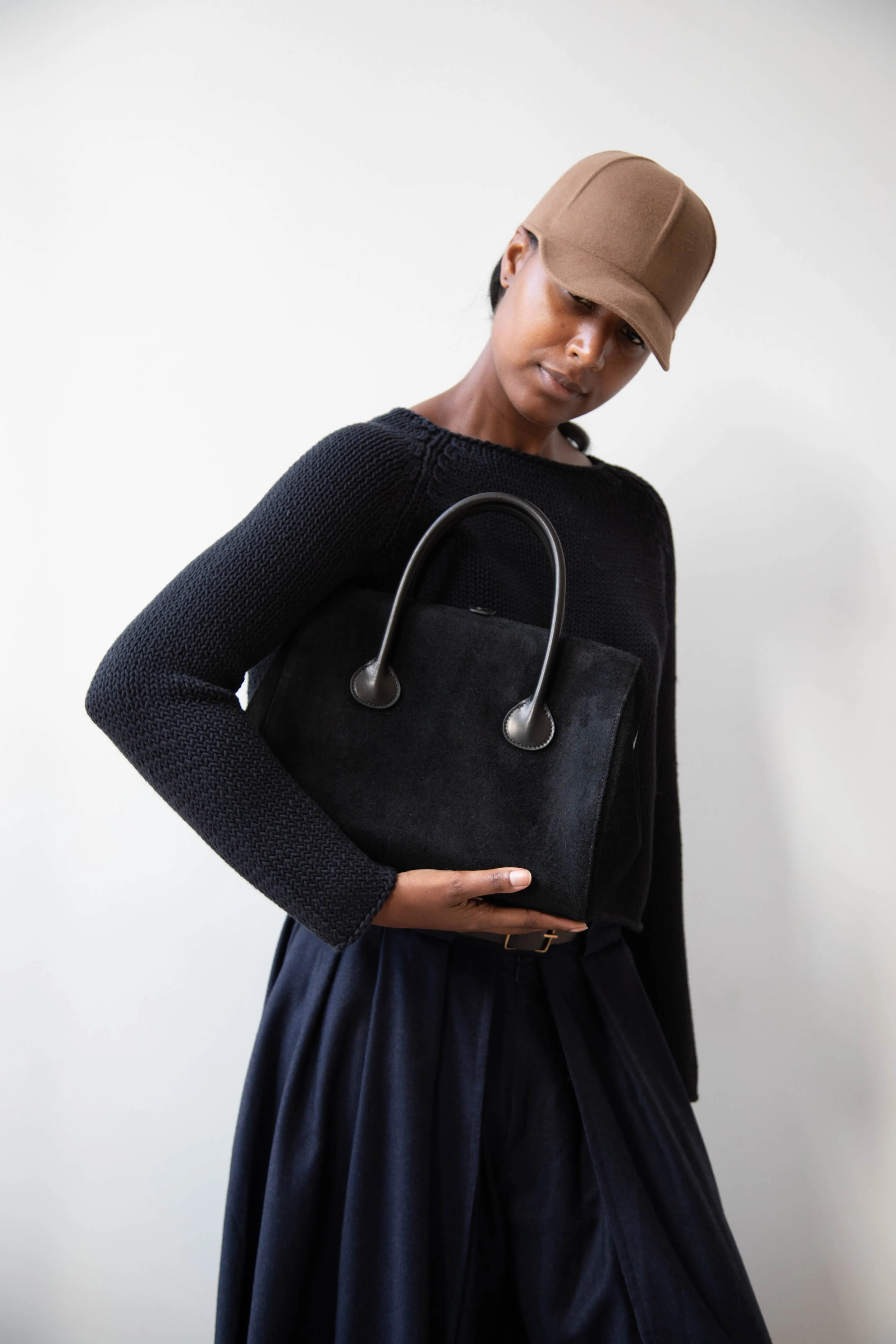 The Backward Vendor | Tanker Carrier Bag in Black Suede
