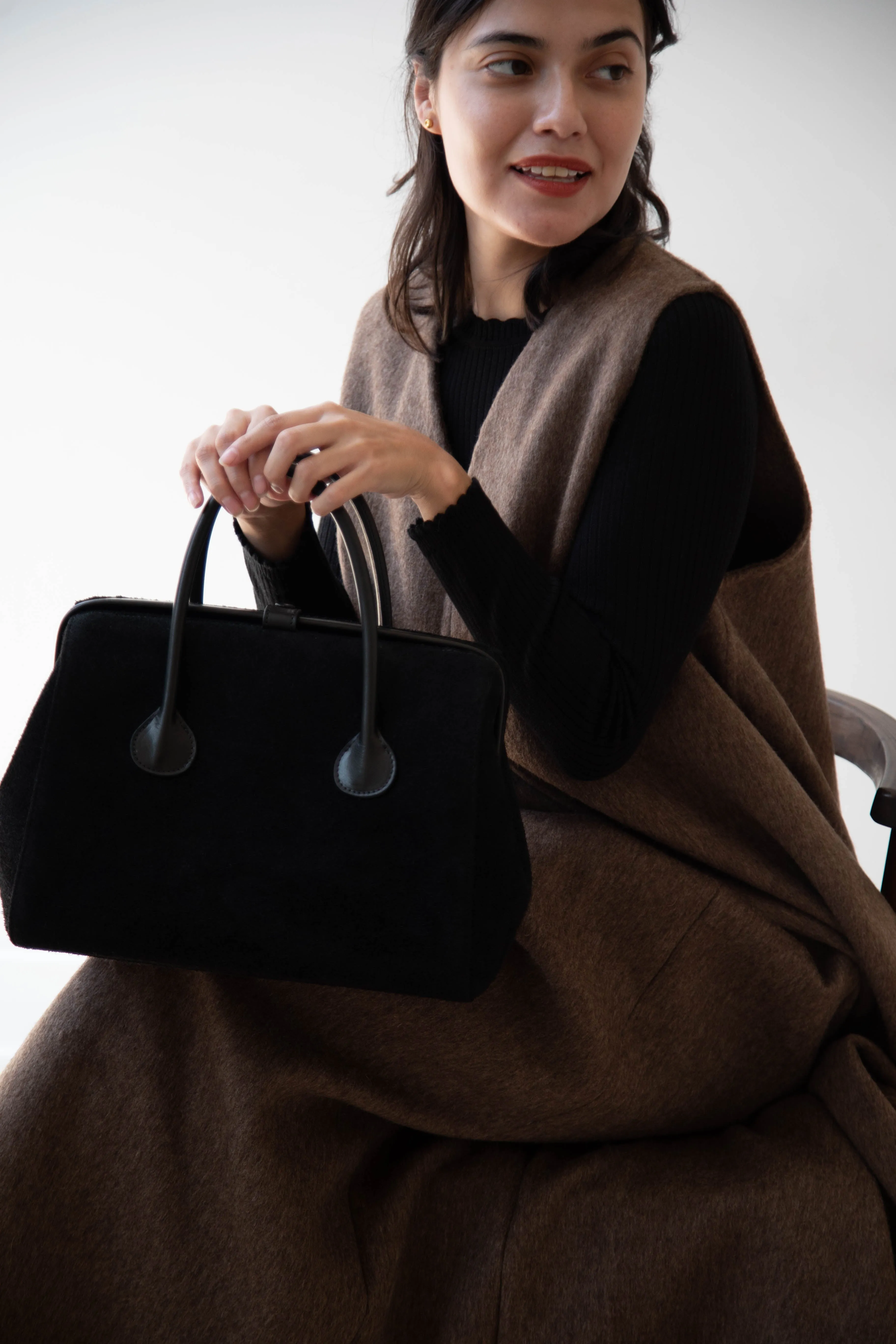 The Backward Vendor | Tanker Carrier Bag in Black Suede