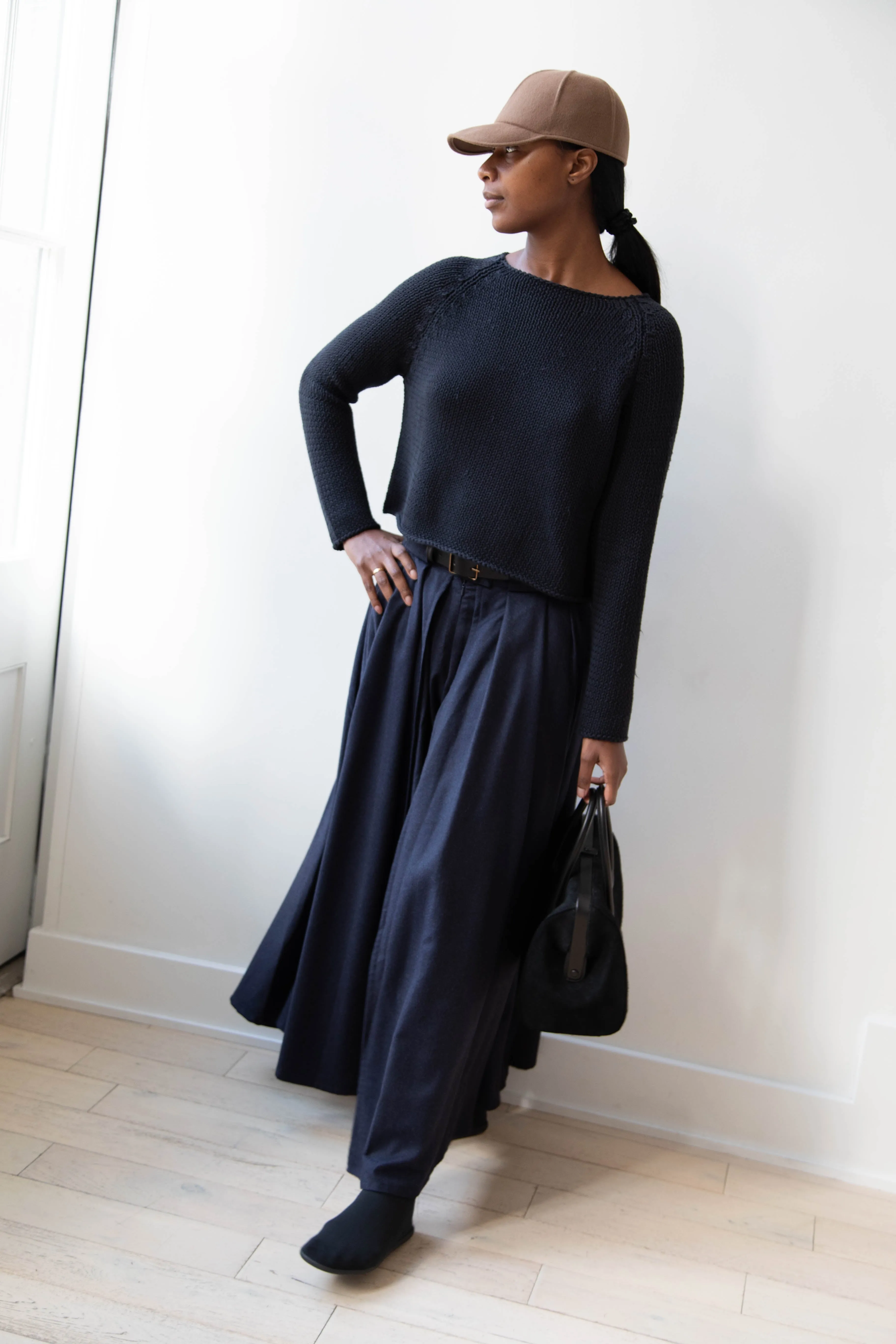 The Backward Vendor | Tanker Carrier Bag in Black Suede