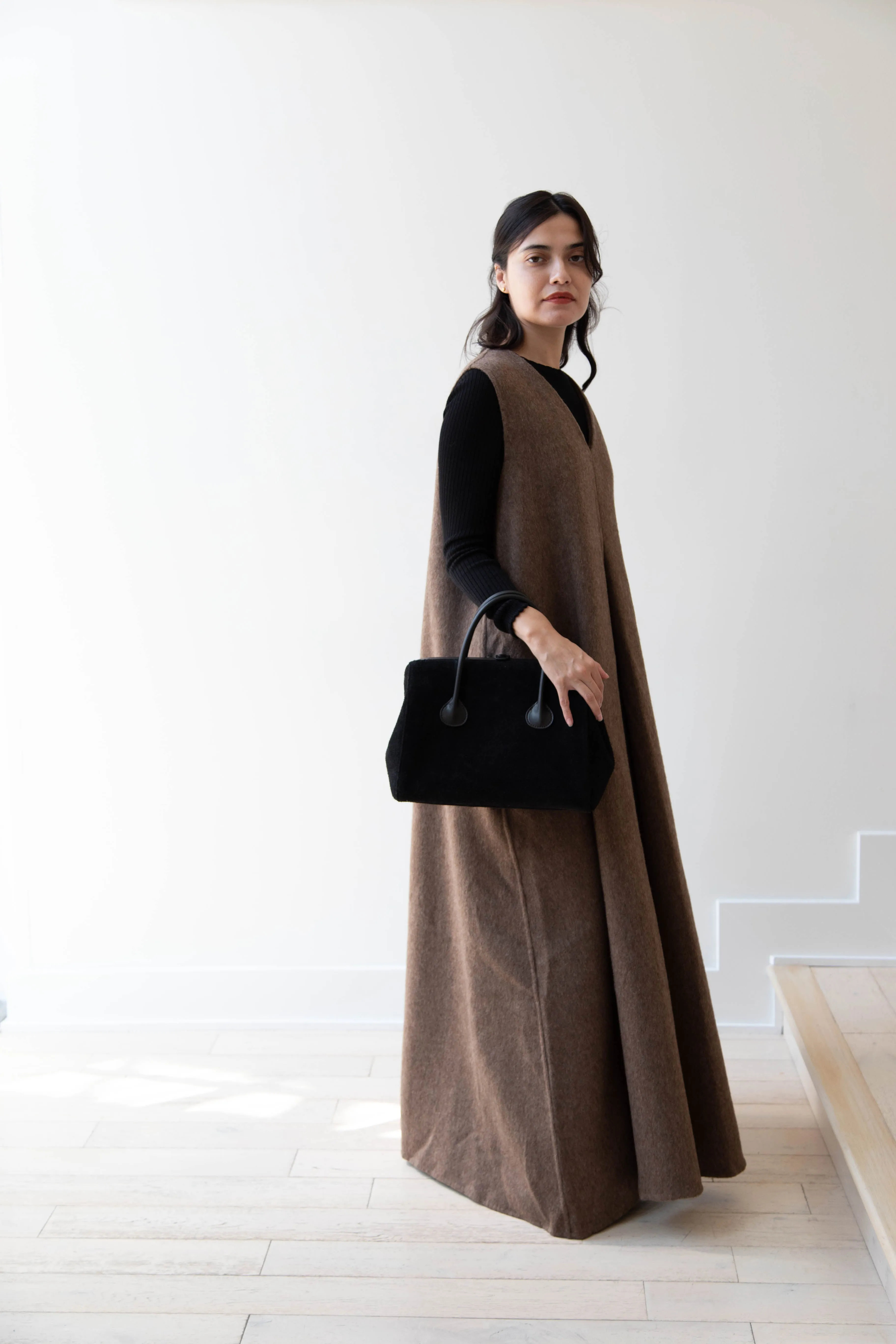 The Backward Vendor | Tanker Carrier Bag in Black Suede
