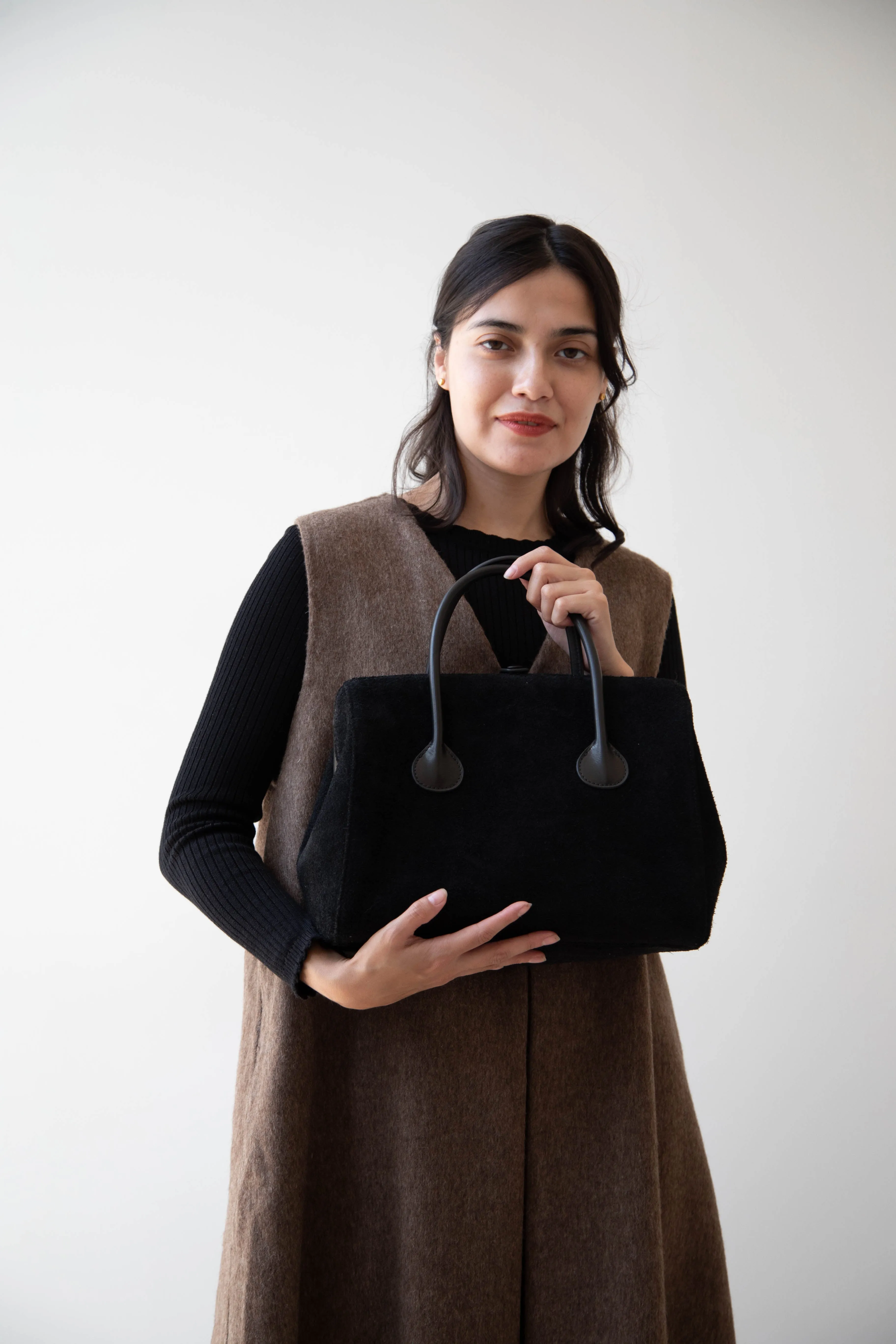 The Backward Vendor | Tanker Carrier Bag in Black Suede