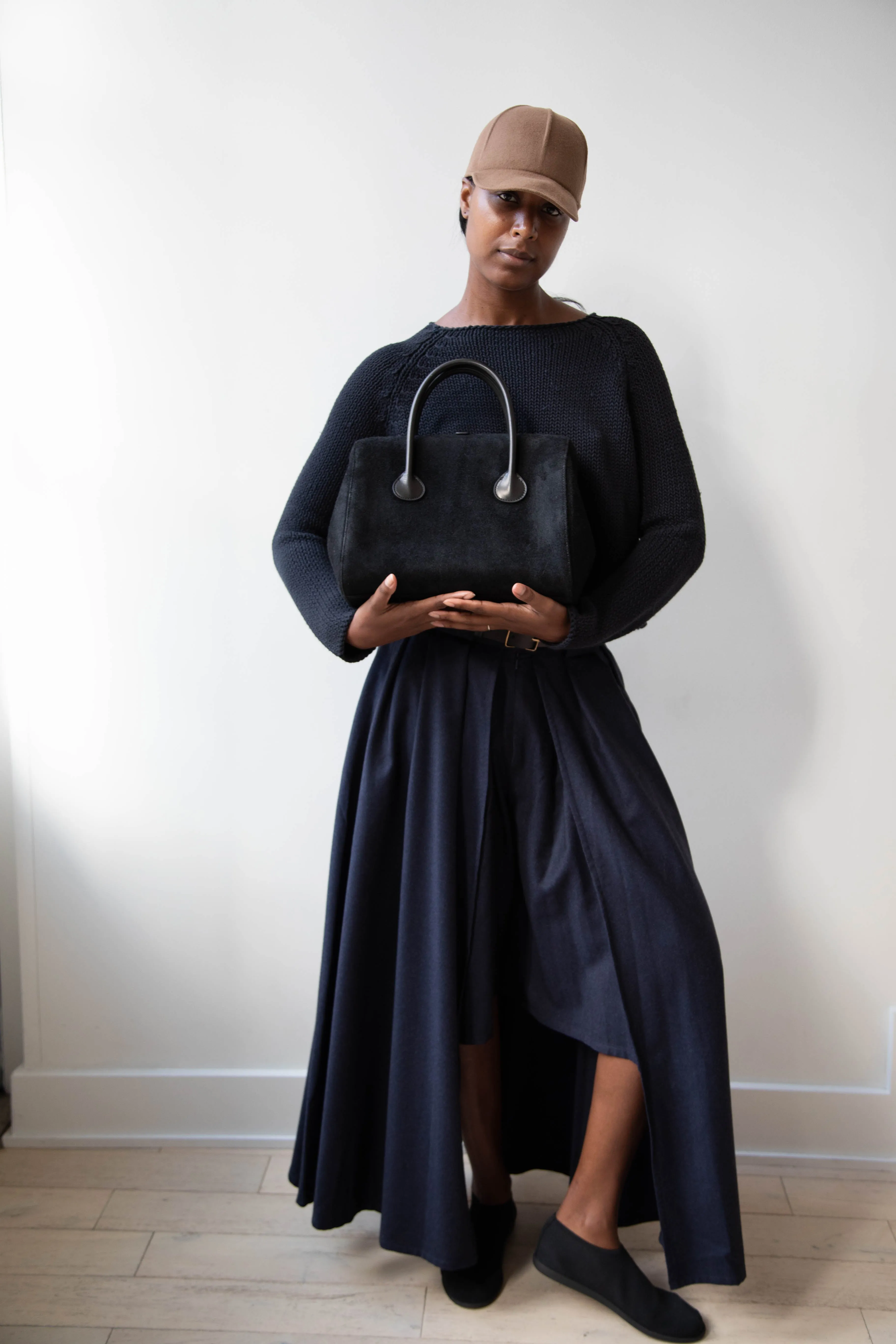 The Backward Vendor | Tanker Carrier Bag in Black Suede