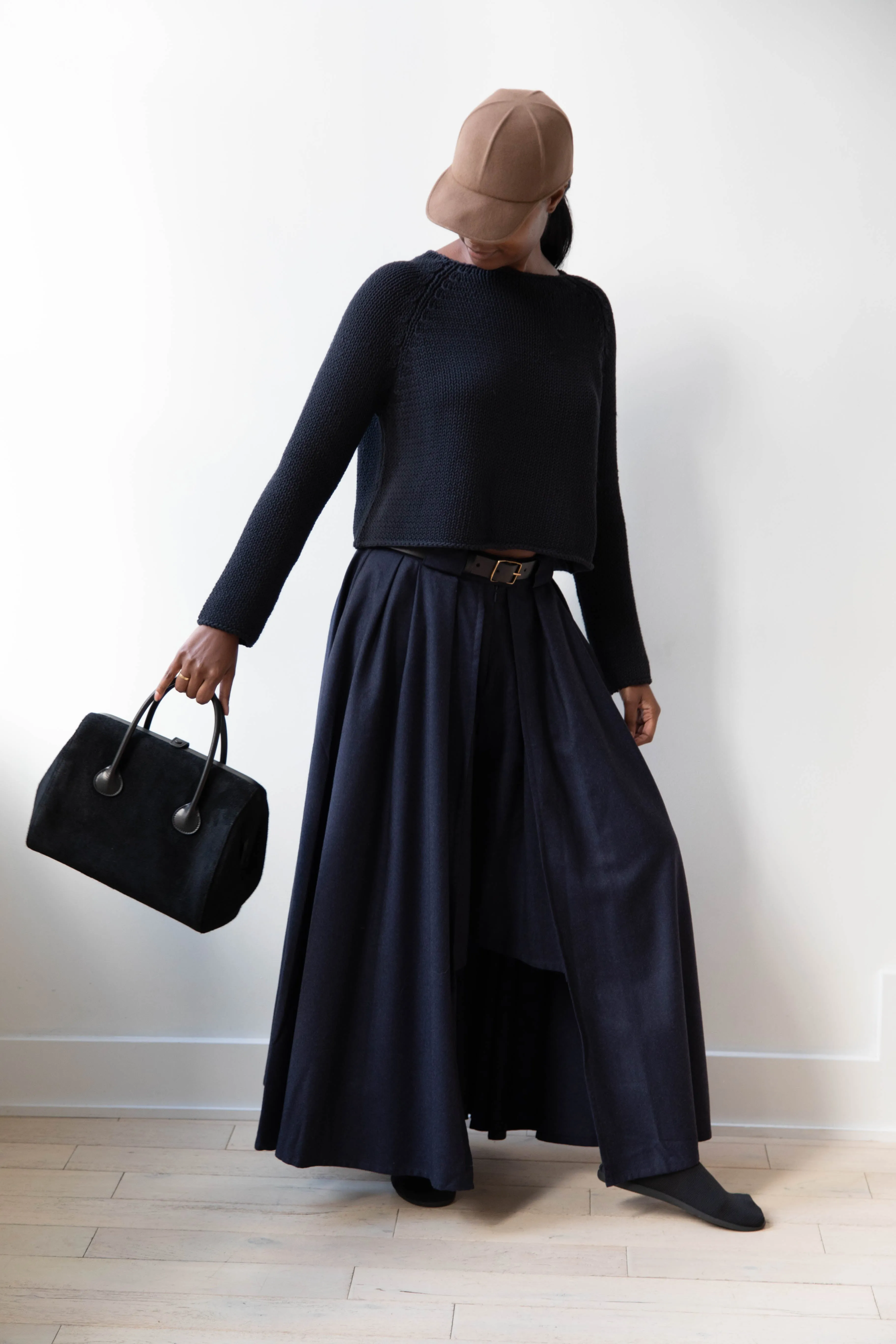 The Backward Vendor | Tanker Carrier Bag in Black Suede