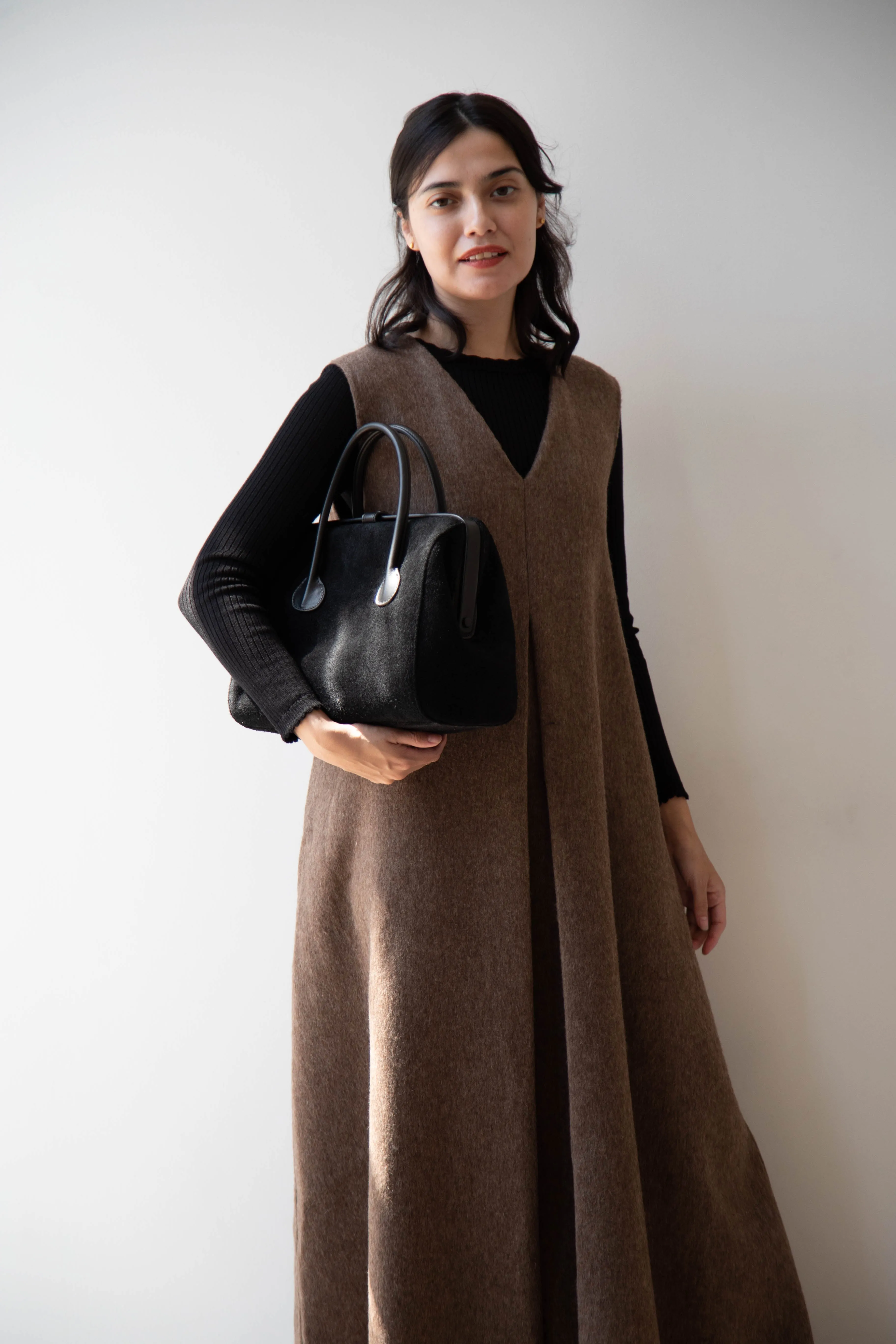 The Backward Vendor | Tanker Carrier Bag in Black Suede