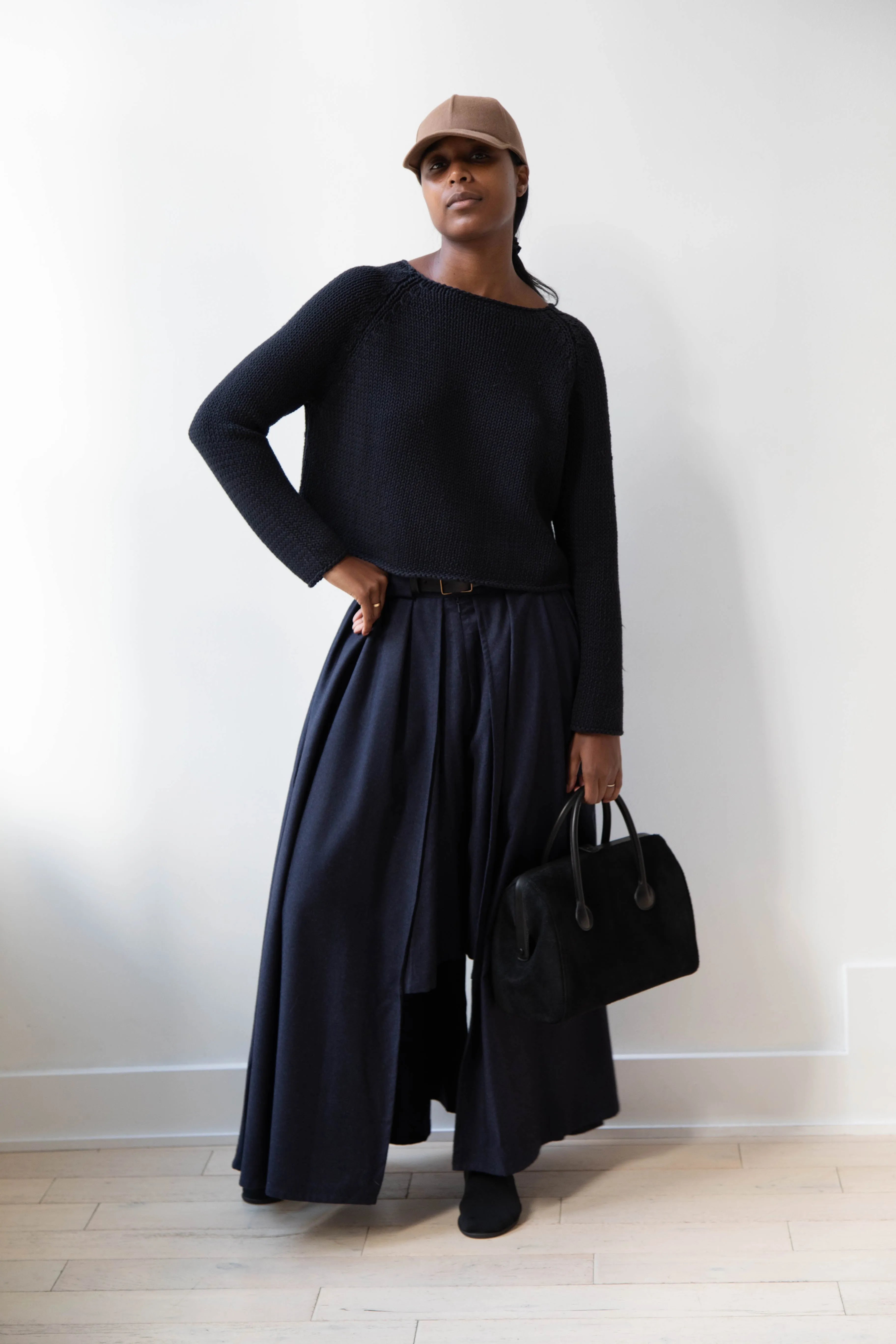 The Backward Vendor | Tanker Carrier Bag in Black Suede
