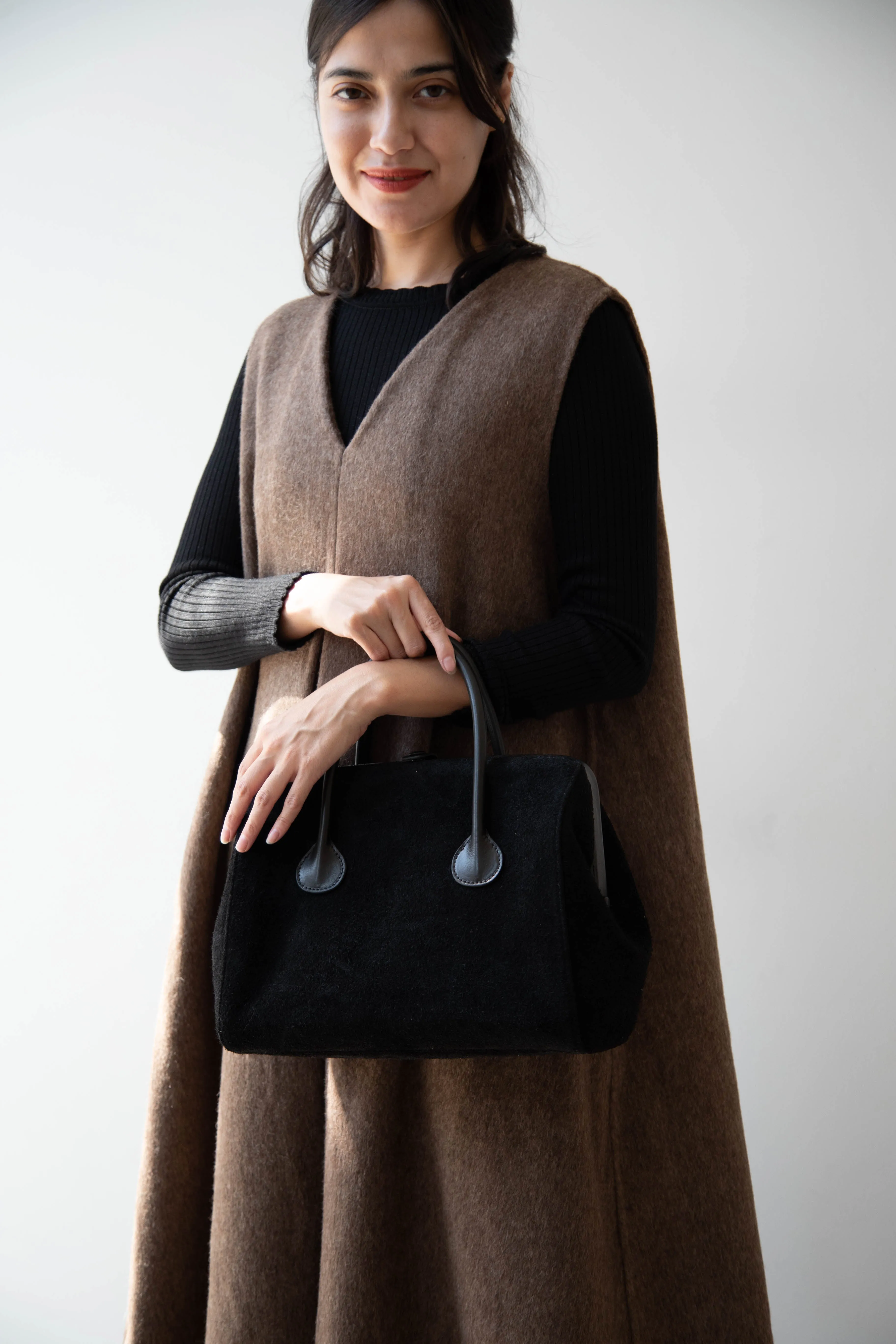 The Backward Vendor | Tanker Carrier Bag in Black Suede