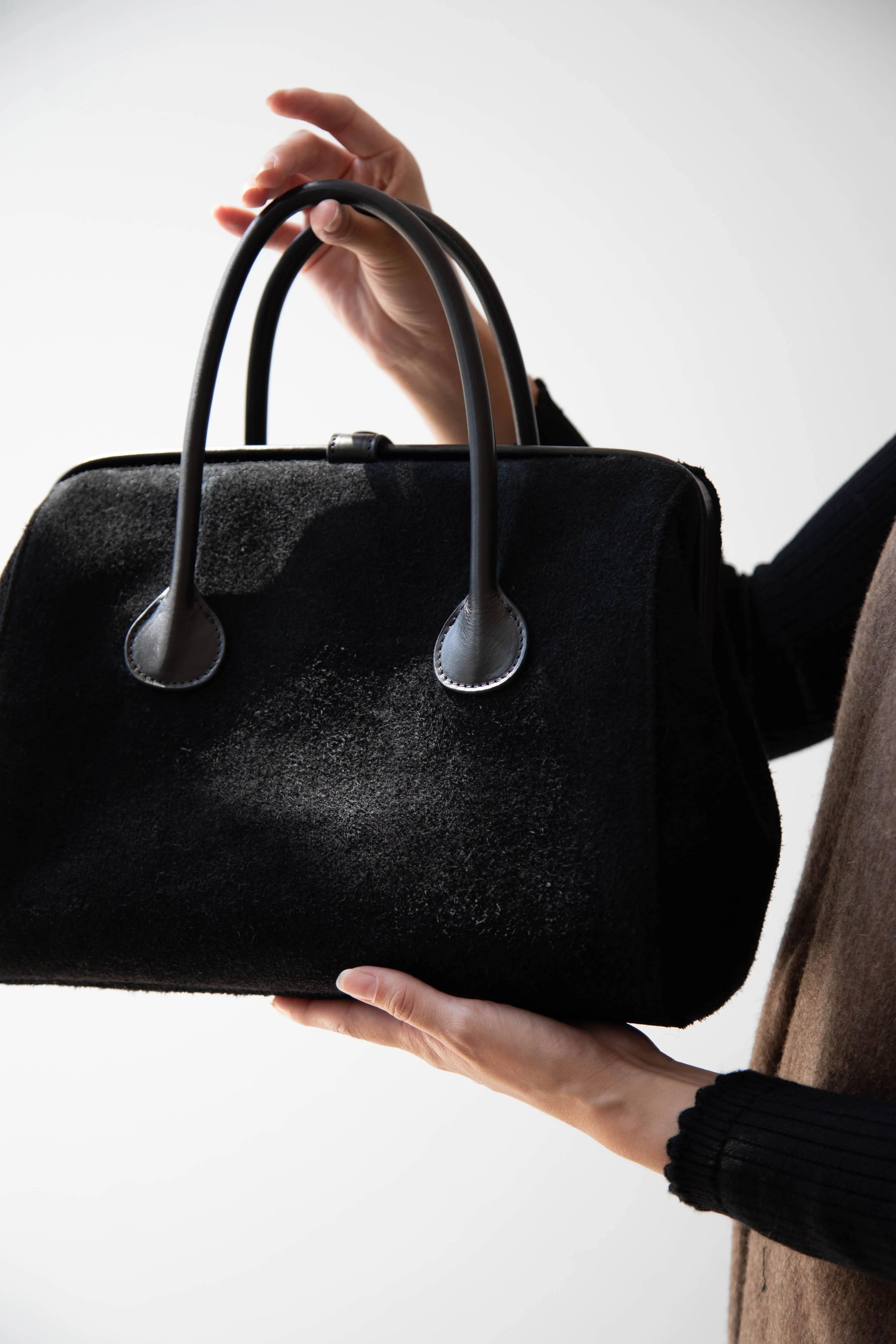 The Backward Vendor | Tanker Carrier Bag in Black Suede