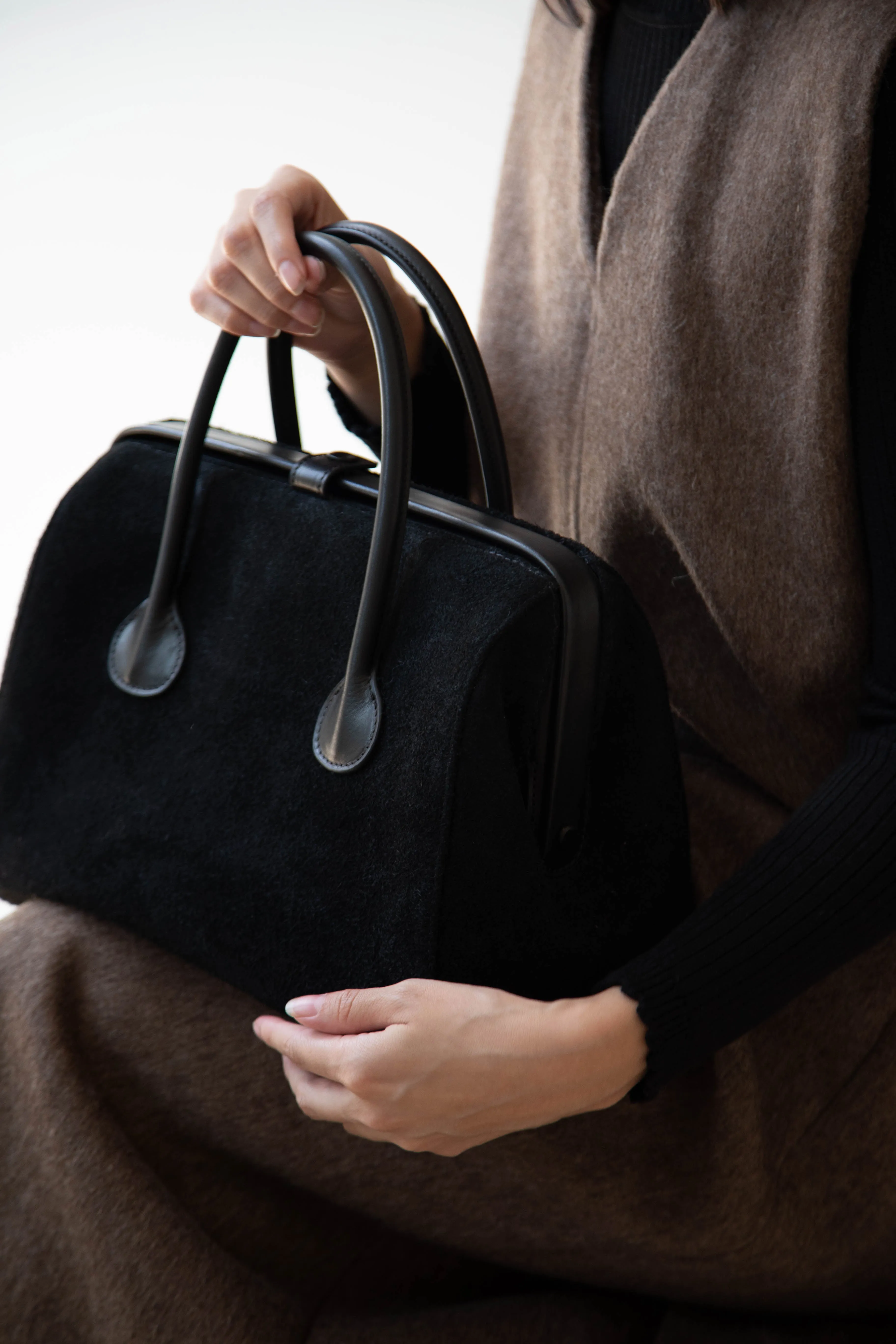 The Backward Vendor | Tanker Carrier Bag in Black Suede