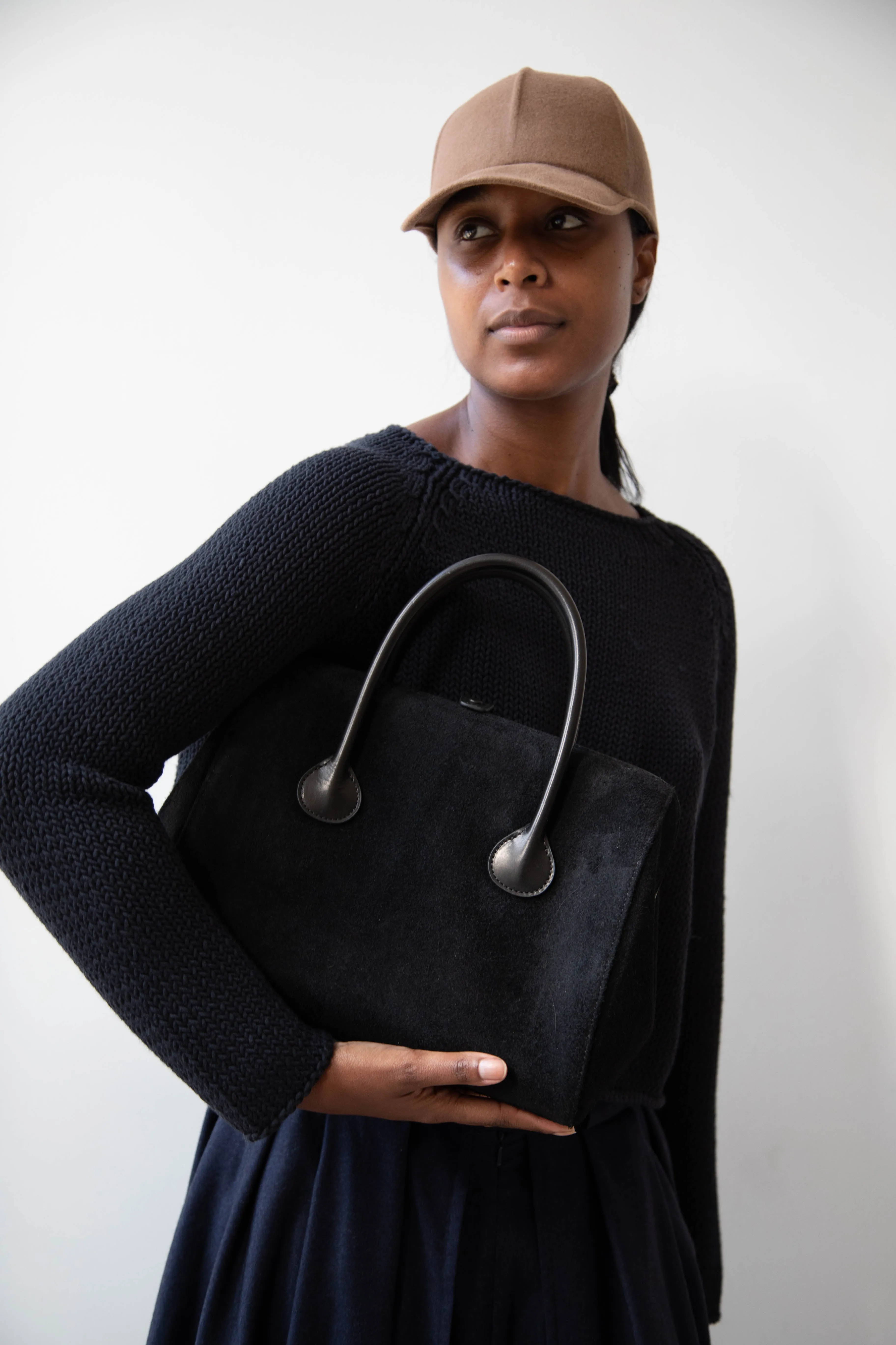 The Backward Vendor | Tanker Carrier Bag in Black Suede