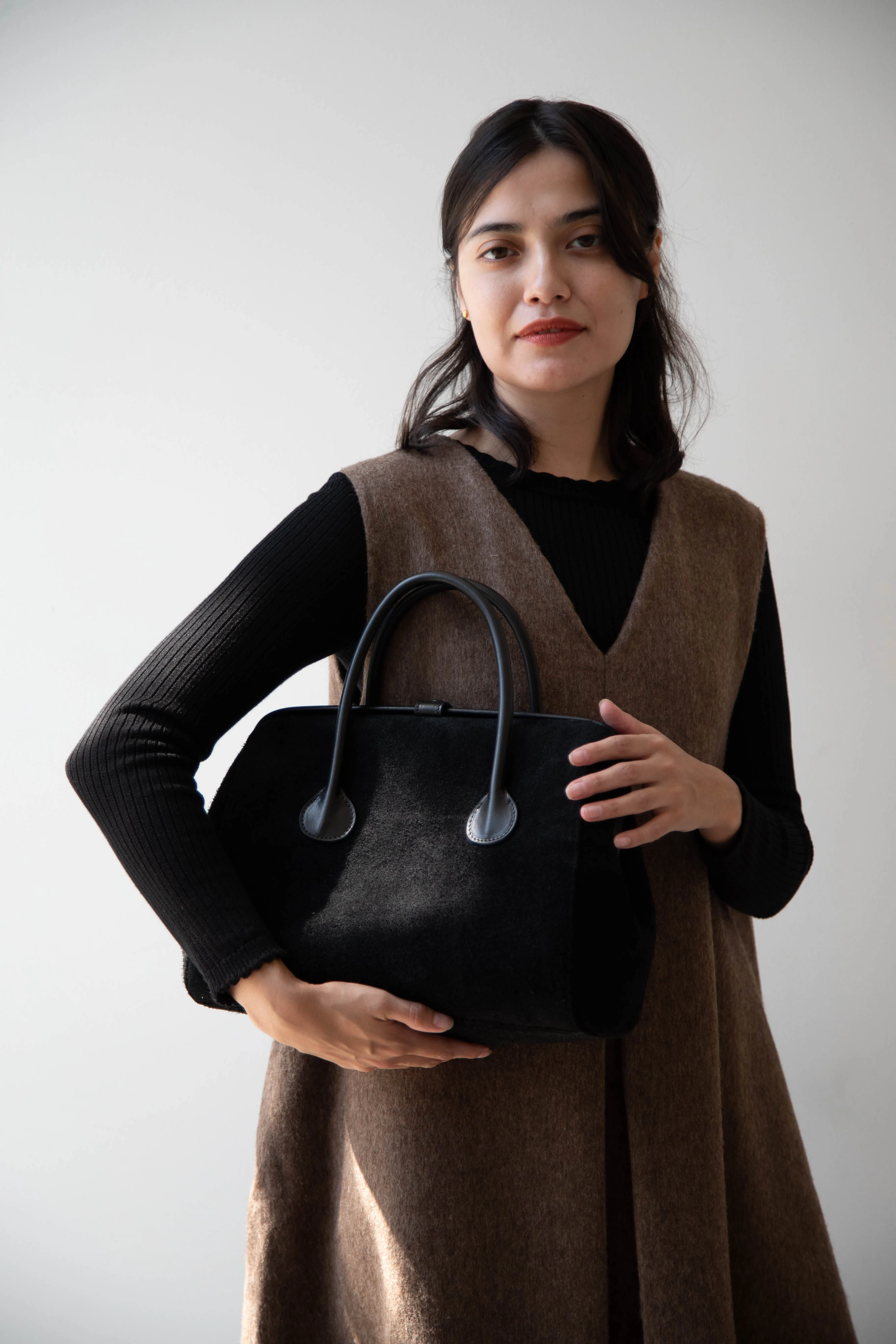 The Backward Vendor | Tanker Carrier Bag in Black Suede