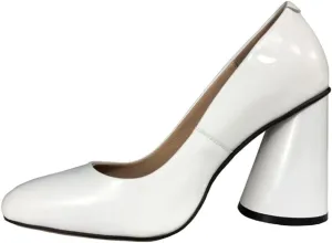 TinaCus Handmade Women's Patent Leather Slip On Round Toe High Cone Heel Pumps Shoes