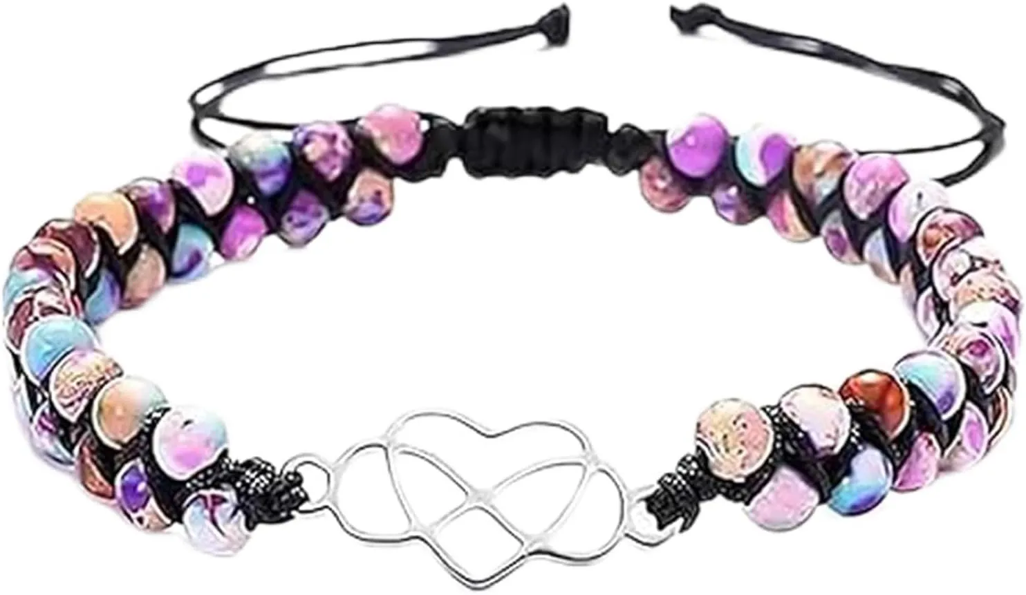 To My Granddaughter/Daughter/Mom Infinity Forever Love Heart Bracelet,Adjustable Natural Emperor Jasper Stone Beaded Wrap Bracelet Duoble Layer for Mind Peace,Bracelet for Women