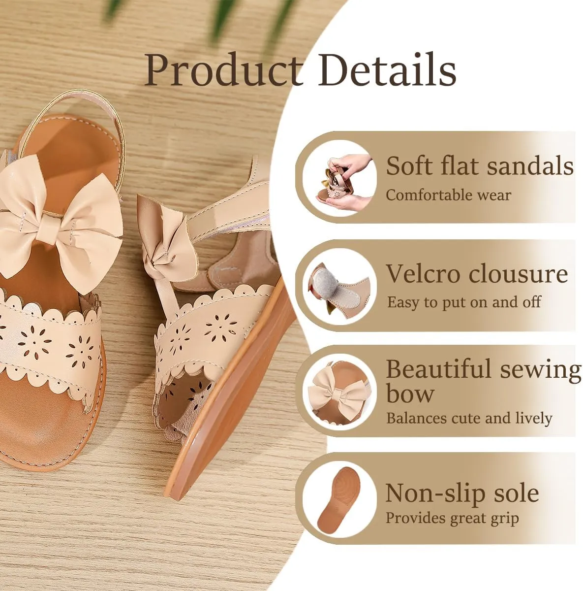 Toddler Girls Sandals Summer Flats Dress Shoes for Baby Little Kids Girl
