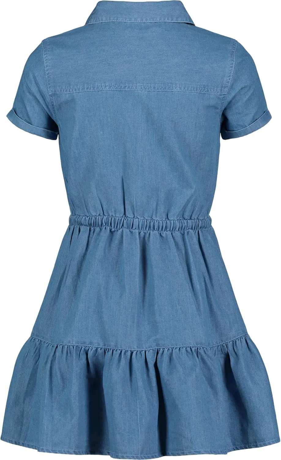 Tommy Hilfiger Girl's Short Sleeve Lightweight Denim Dress, Collared With Cinched Waist