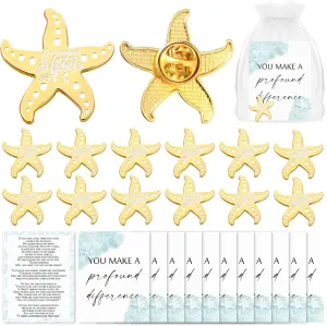 Tondiamo 24 Sets Starfish Story Gifts Bulk Graduation Employee Appreciation Pins You Make a Difference Starfish Shaped Lapel Pins Card Bag Cna Week Gift for Nurse Teacher Coworker Team Volunteer