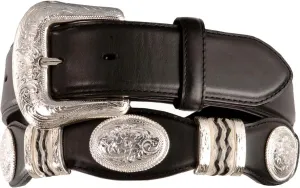 Tony Lama Men's Scalloped Leather Belt Black 30