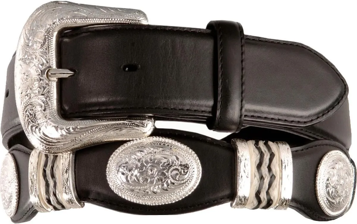 Tony Lama Men's Scalloped Leather Belt Black 30