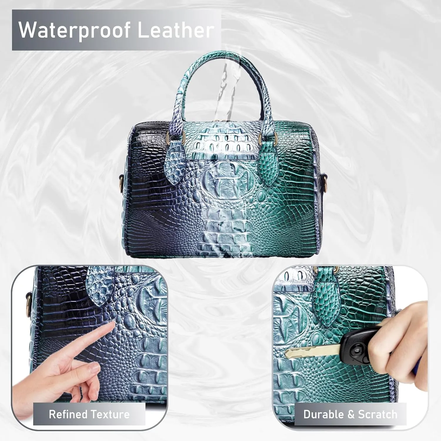 Top-Handle Crocodile Purses For Women Crossbody Leather Bags Trendy Large Capacity Tote with Shoulder Strap