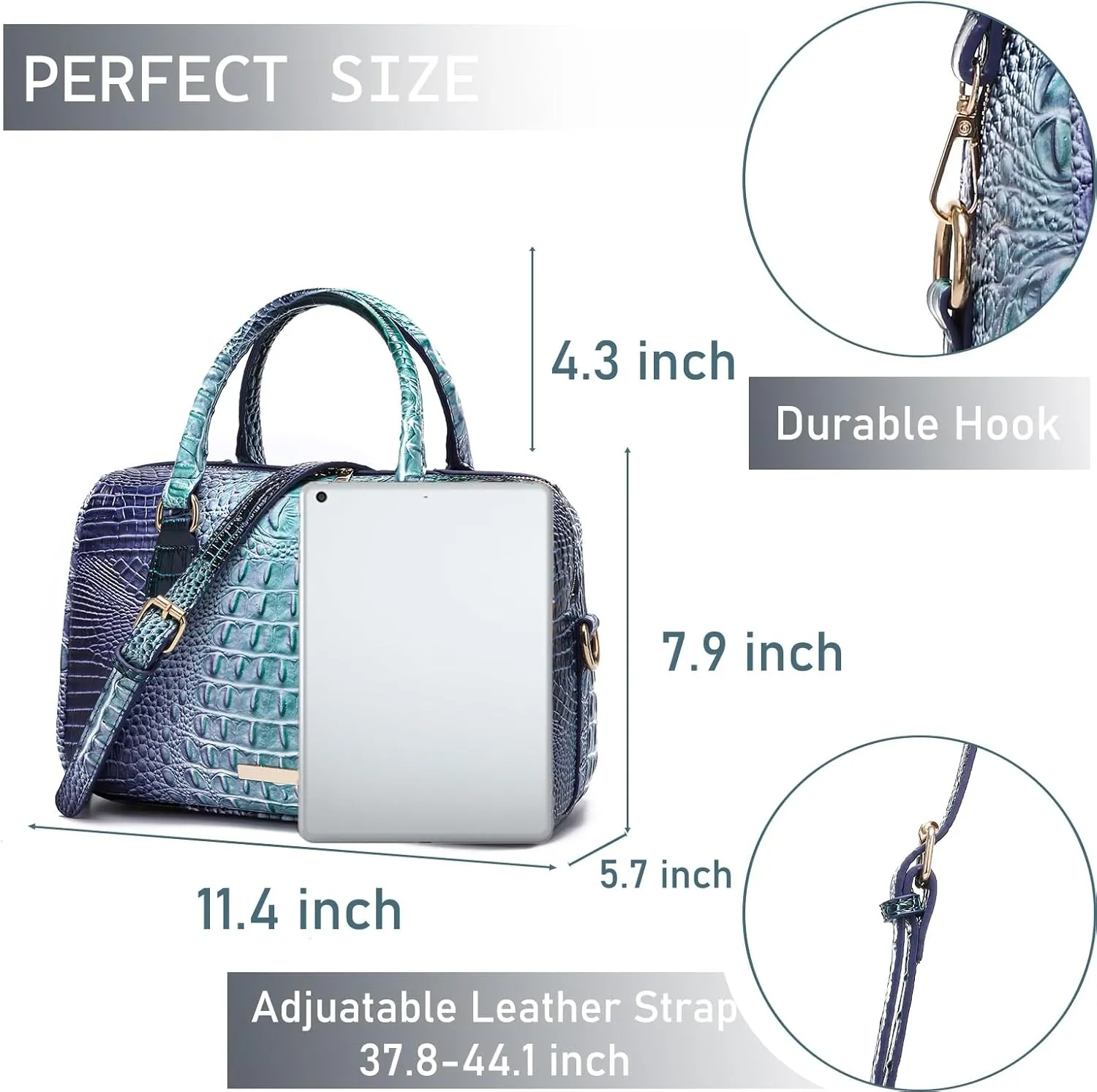 Top-Handle Crocodile Purses For Women Crossbody Leather Bags Trendy Large Capacity Tote with Shoulder Strap