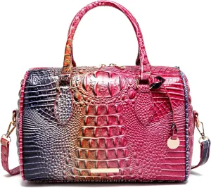 Top-Handle Crocodile Purses For Women Crossbody Leather Bags Trendy Large Capacity Tote with Shoulder Strap