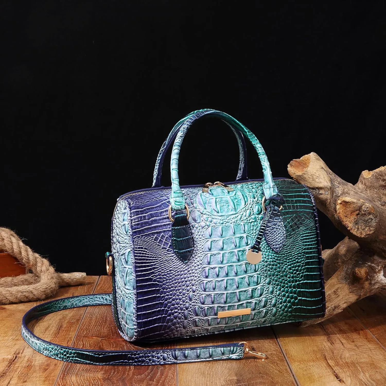 Top-Handle Crocodile Purses For Women Crossbody Leather Bags Trendy Large Capacity Tote with Shoulder Strap
