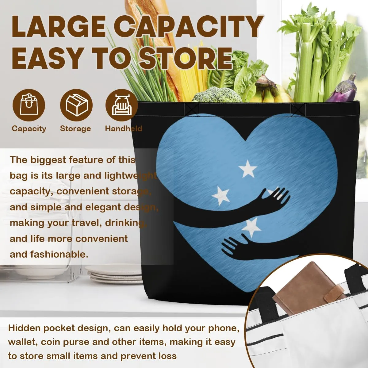 Tote Bag for Women Men Large Reusable Beach Shoulder Bags With Zipper for Gym Shopping Travel Gifts Yoga