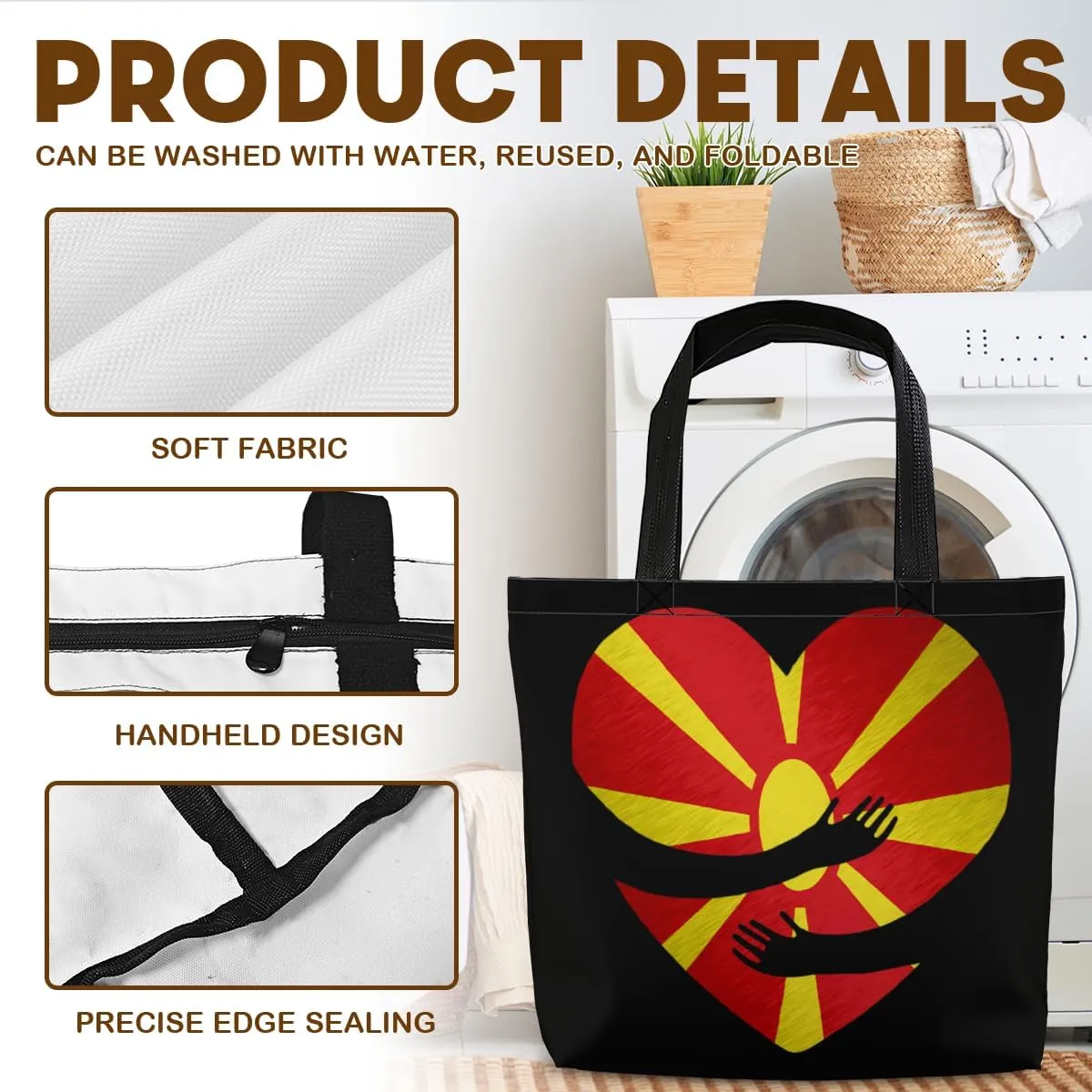 Tote Bag for Women Men Large Reusable Beach Shoulder Bags With Zipper for Gym Shopping Travel Gifts Yoga