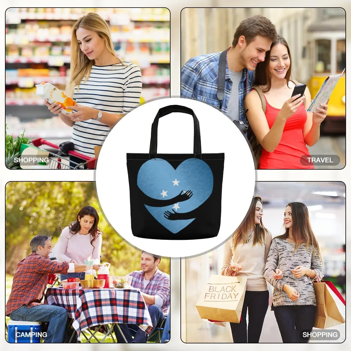 Tote Bag for Women Men Large Reusable Beach Shoulder Bags With Zipper for Gym Shopping Travel Gifts Yoga