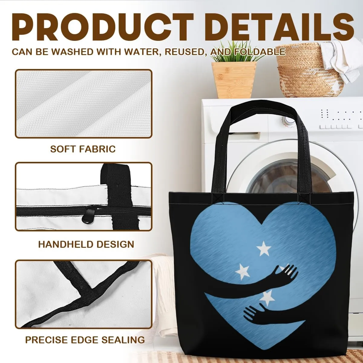 Tote Bag for Women Men Large Reusable Beach Shoulder Bags With Zipper for Gym Shopping Travel Gifts Yoga