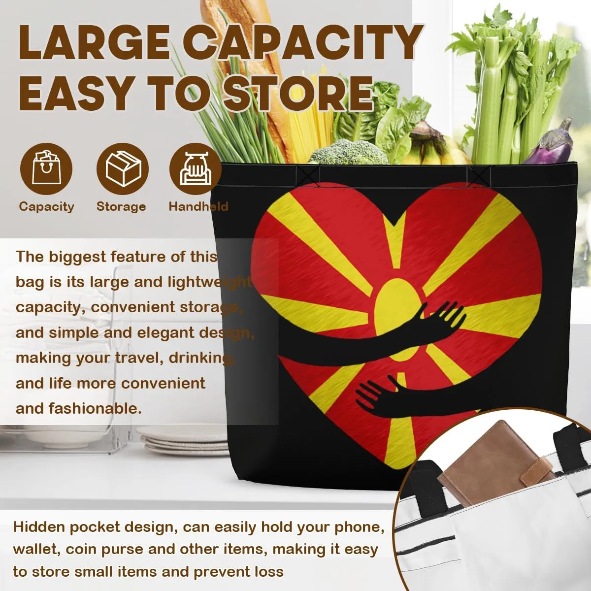 Tote Bag for Women Men Large Reusable Beach Shoulder Bags With Zipper for Gym Shopping Travel Gifts Yoga