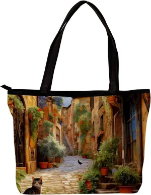 Tote Bags for Women,Womens Handbags,Small Tote Bag,Vintage Yard Home Plants