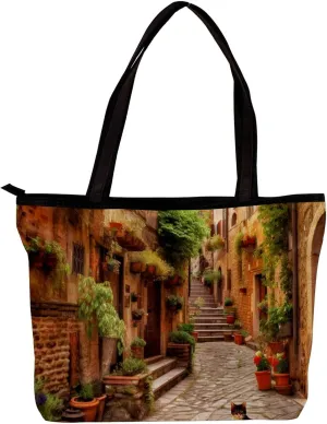 Tote Bags for Women,Womens Handbags,Small Tote Bag,Vintage Yard Home Plants